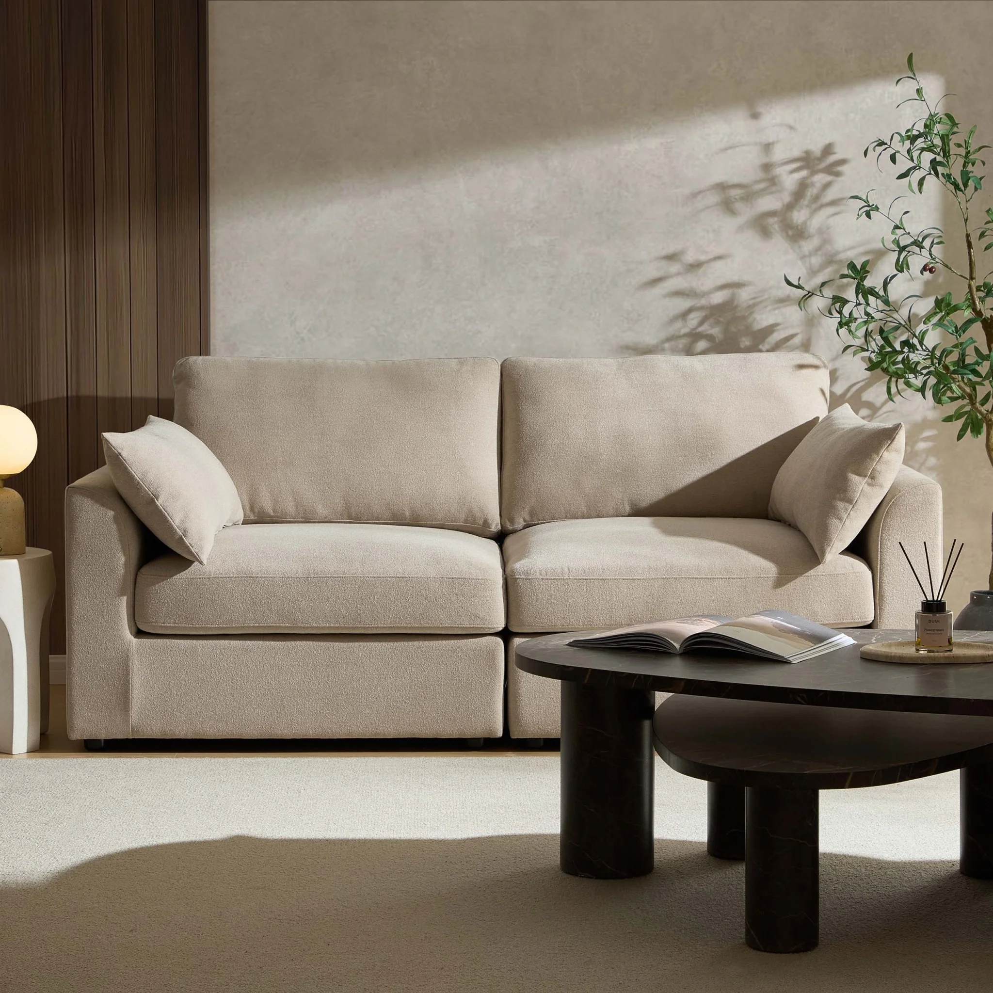 Miami 2 Seater Sofa - Chenille Oatmeal - Image 2