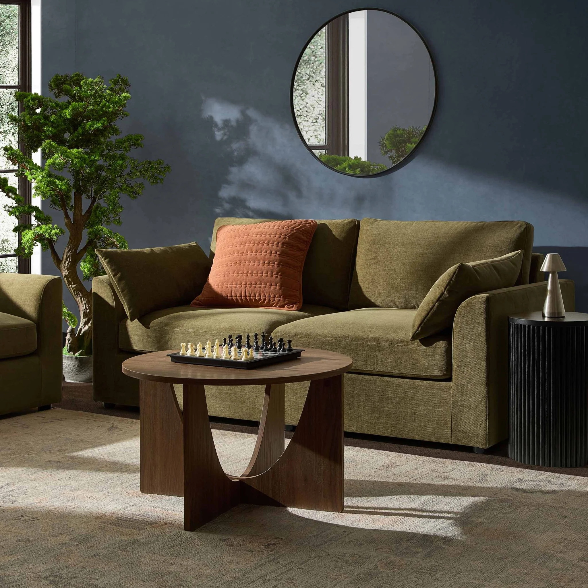 Miami 2 Seater Sofa - Chenille Olive - Image 2