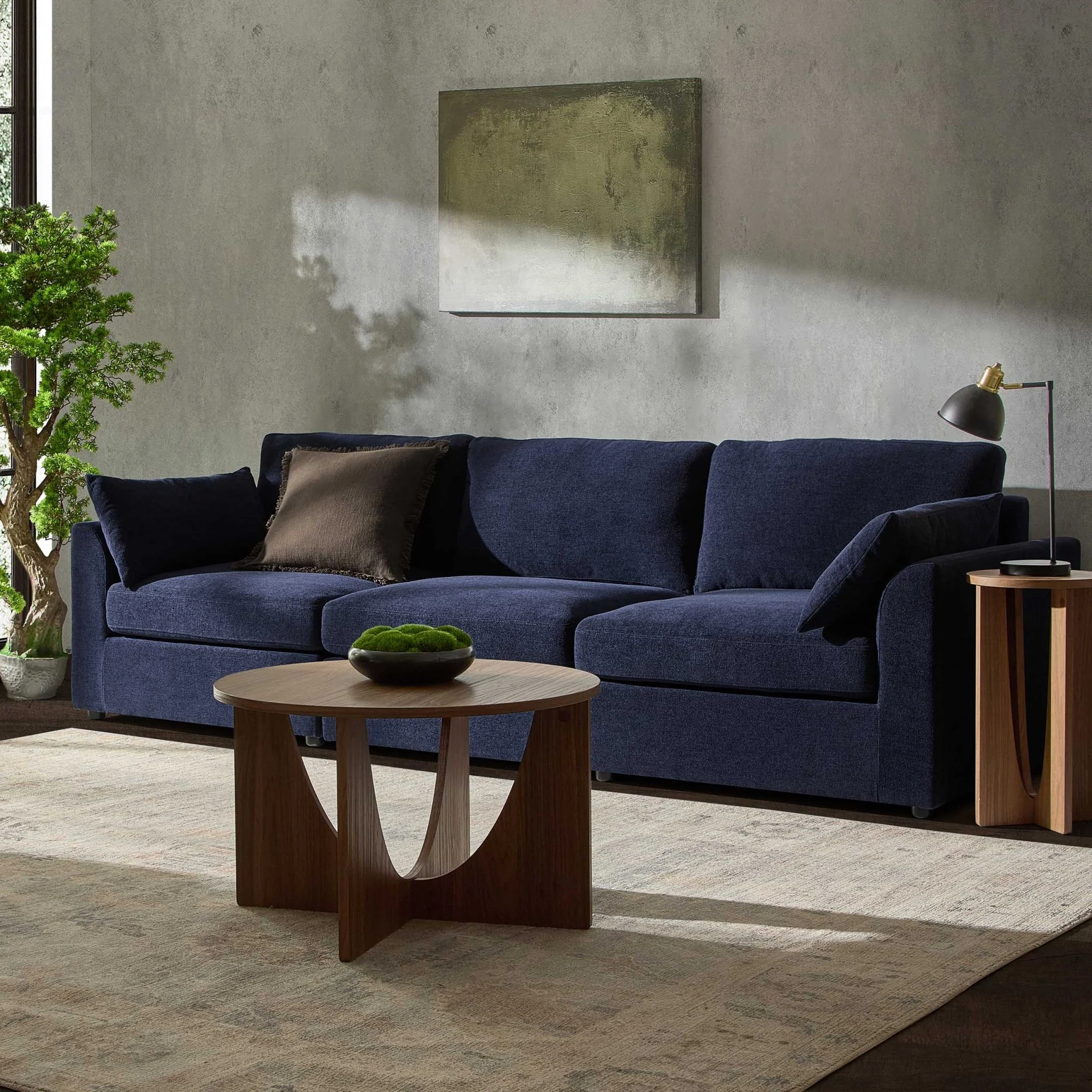 Miami 3 Seater Sofa - Chenille Navy - Image 2