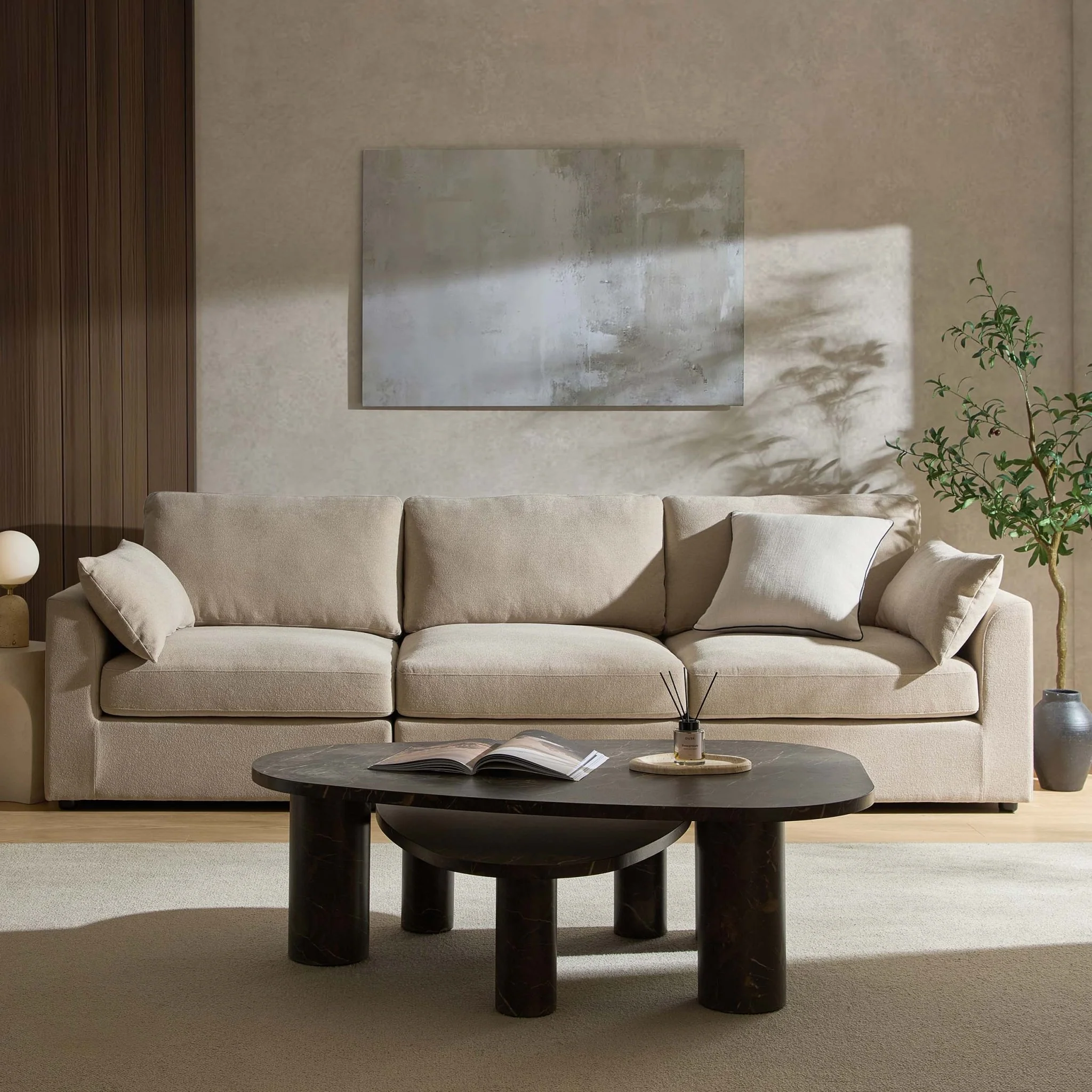Miami 3 Seater Sofa - Chenille Oatmeal - Image 2