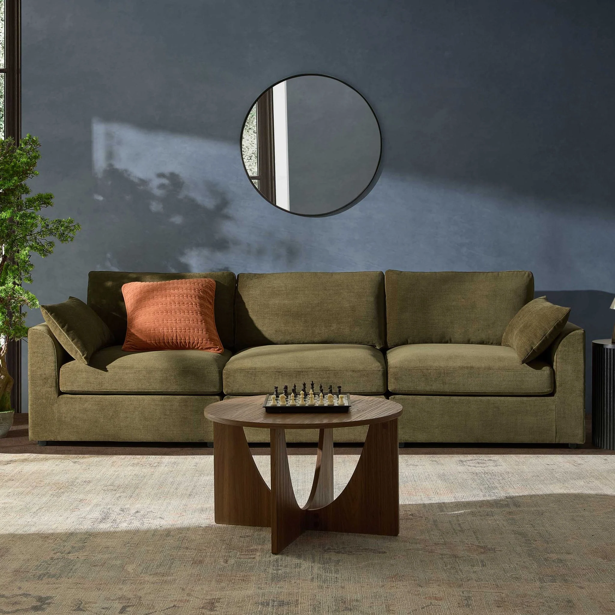 Miami 3 Seater Sofa - Chenille Olive