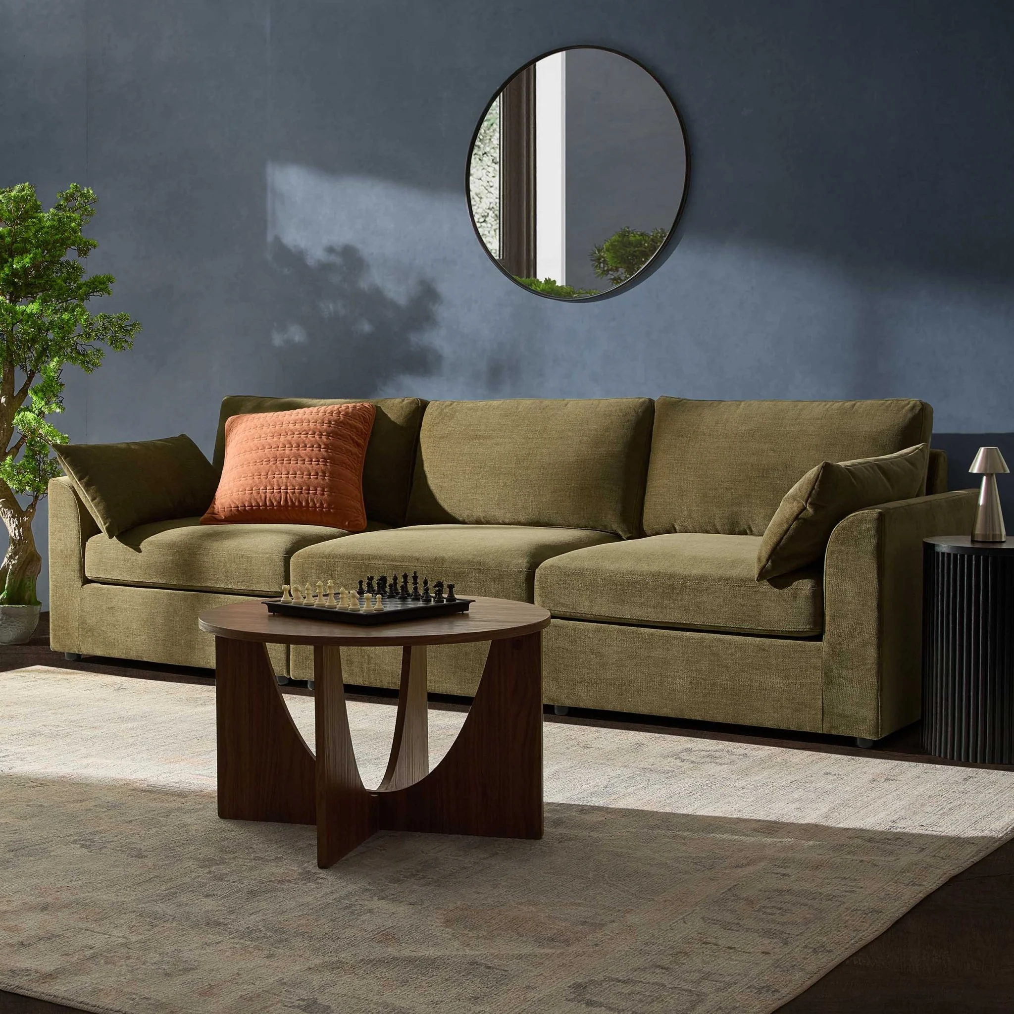 Miami 3 Seater Sofa - Chenille Olive - Image 2