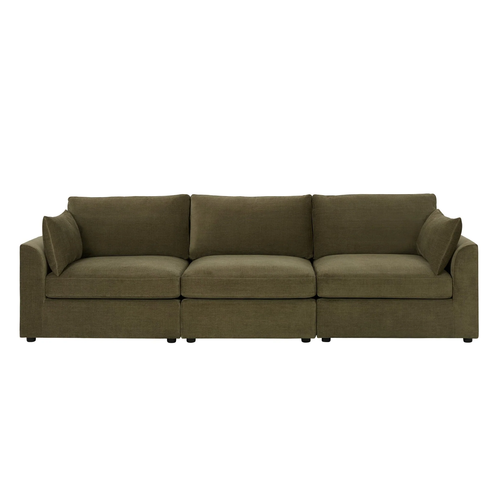 Miami 3 Seater Sofa - Chenille Olive - Image 3