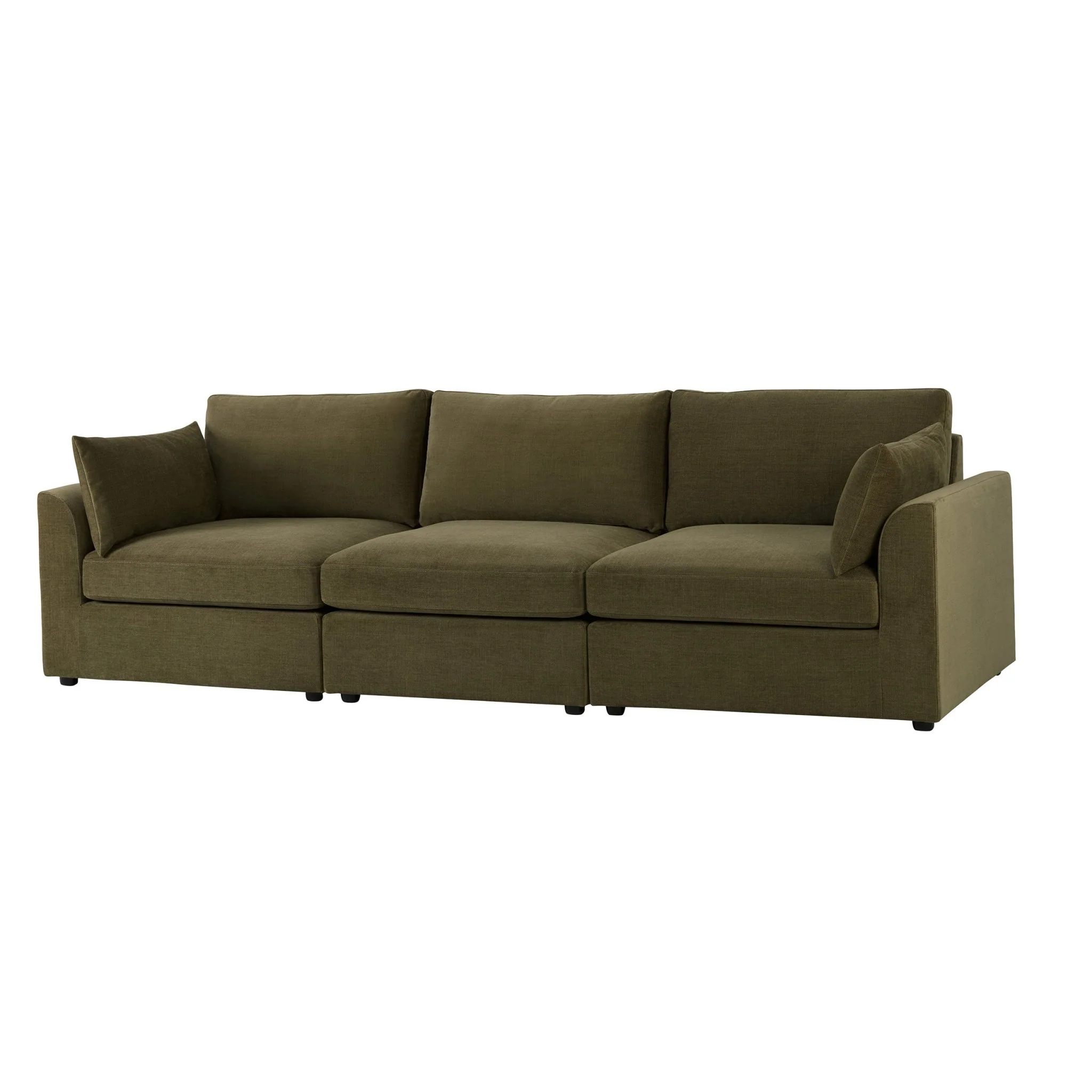 Miami 3 Seater Sofa - Chenille Olive - Image 4