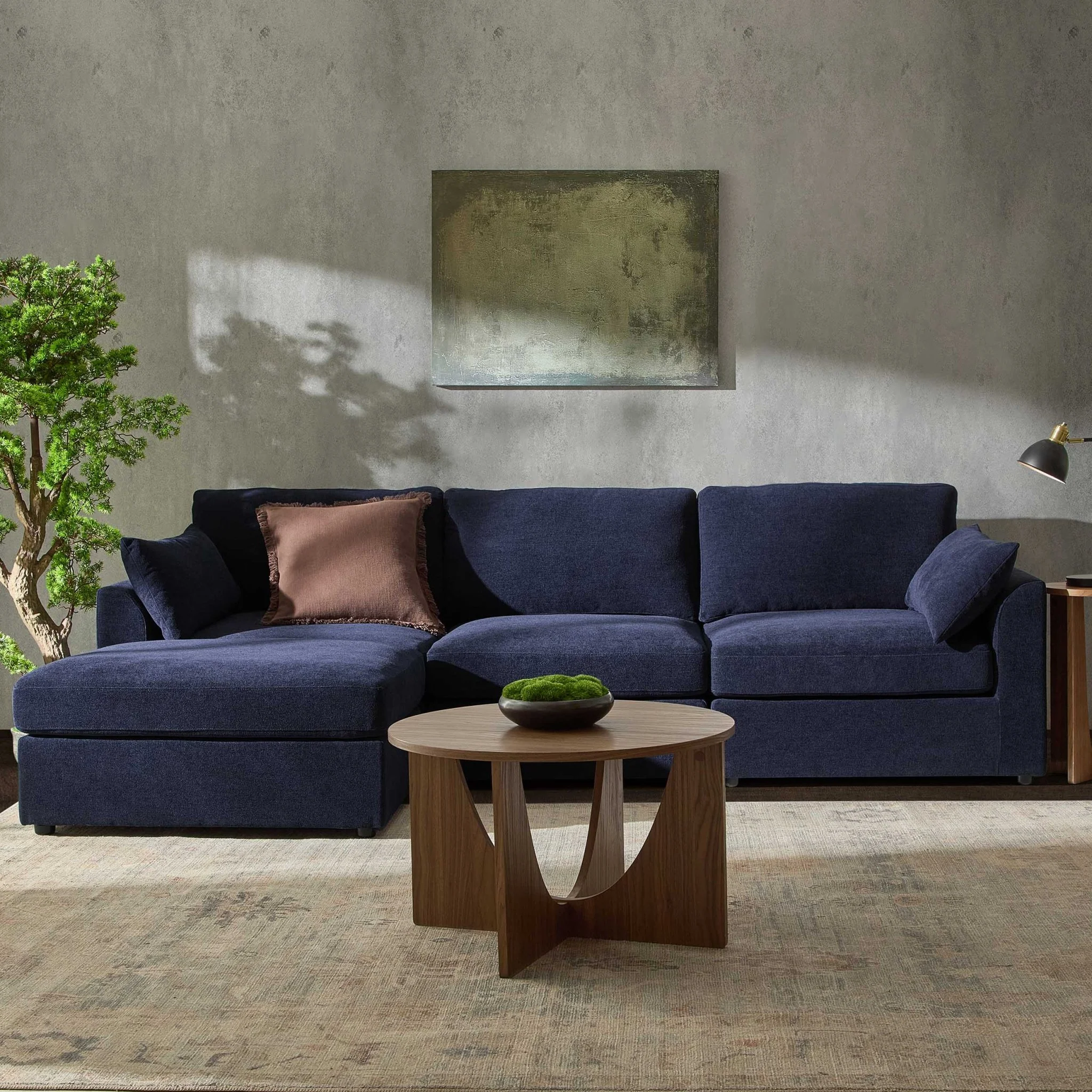 Miami Left Hand Chaise Sofa - Chenille Navy - Image 2