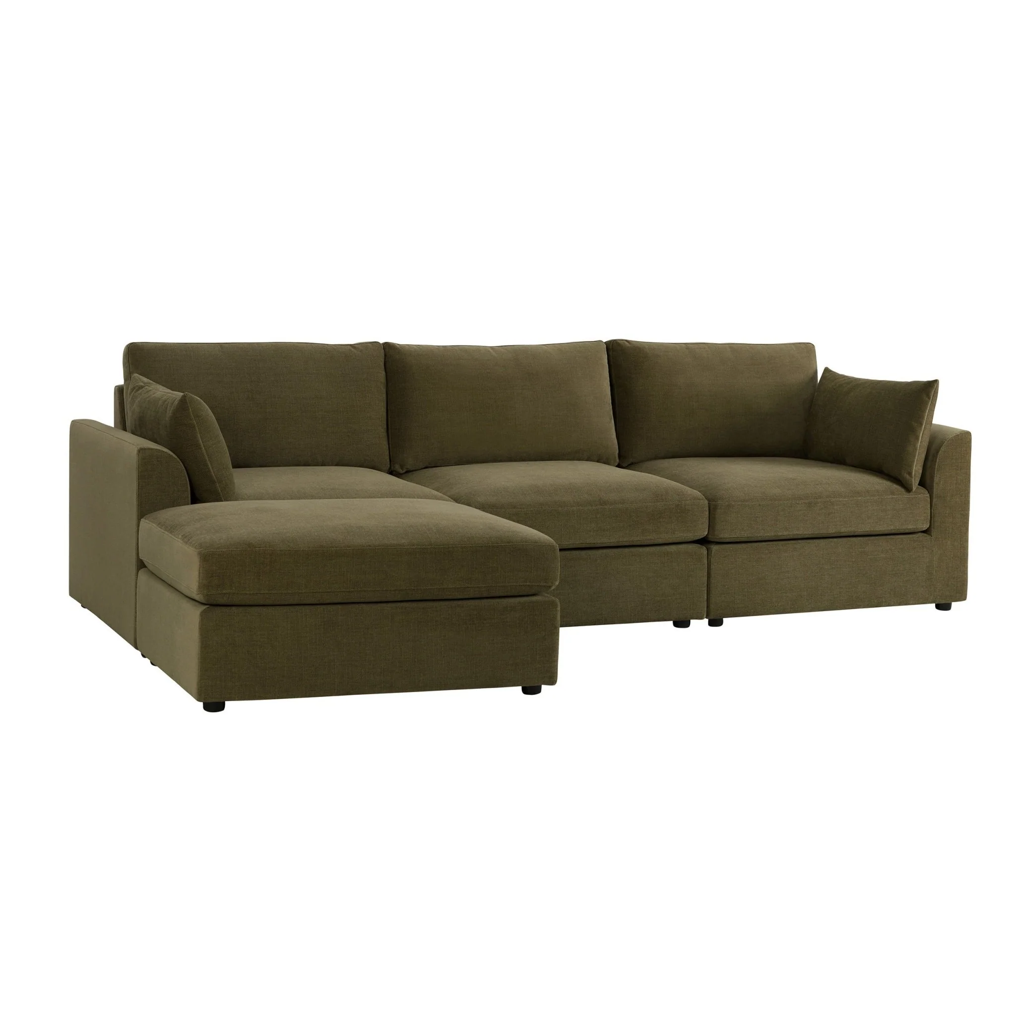 Miami Left Hand Chaise Sofa - Chenille Olive - Image 3