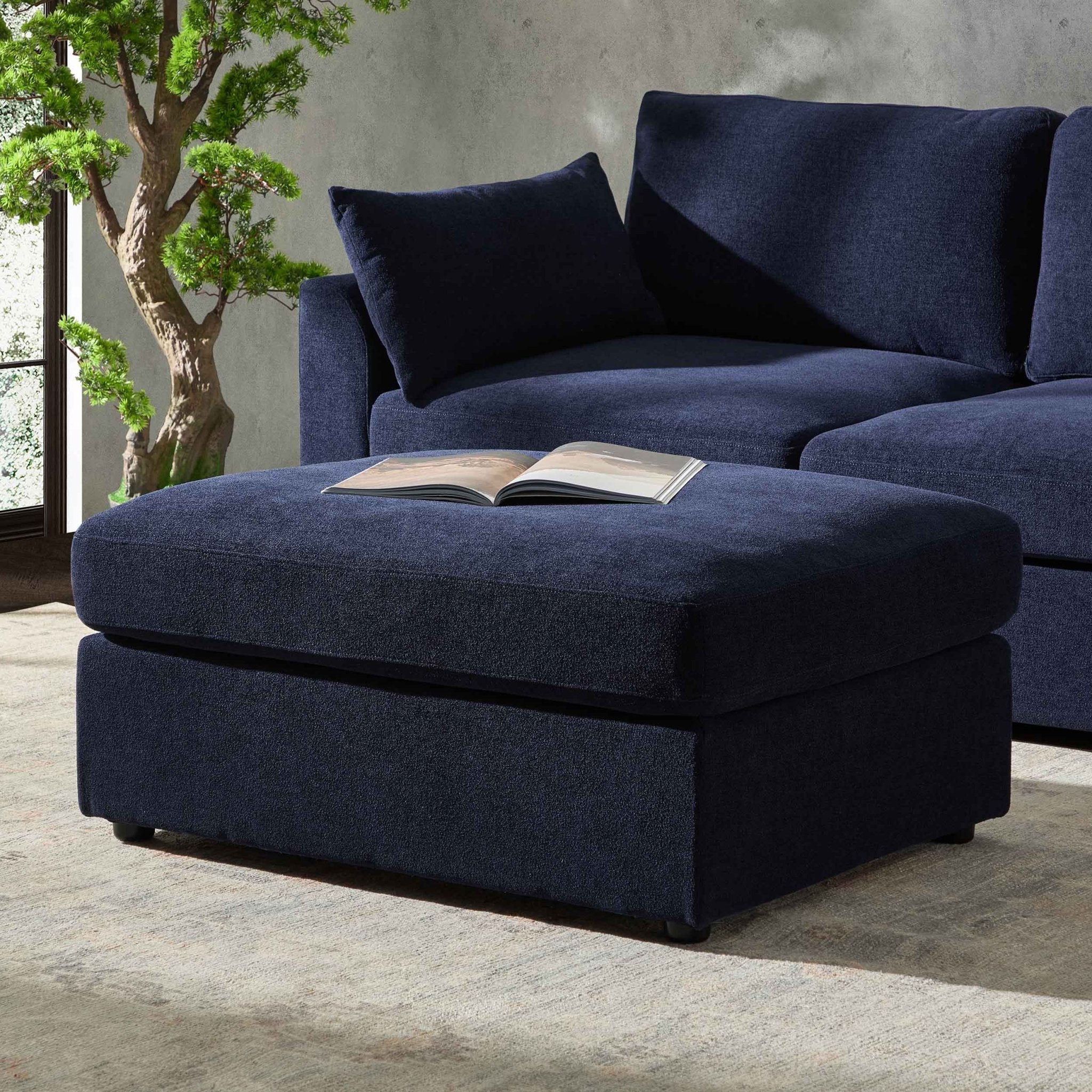 Miami Pouffe - Chenille Navy