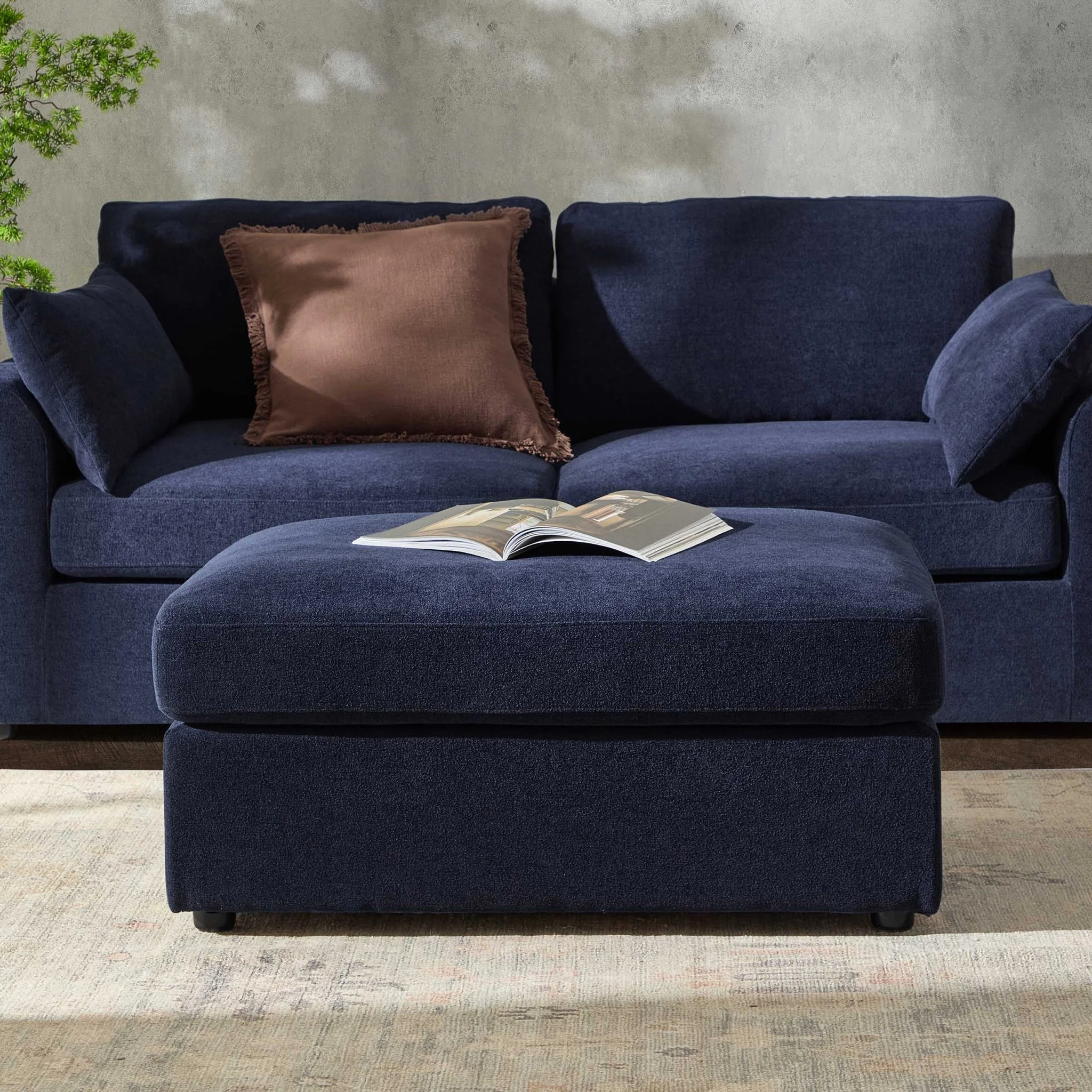 Miami Pouffe - Chenille Navy - Image 2
