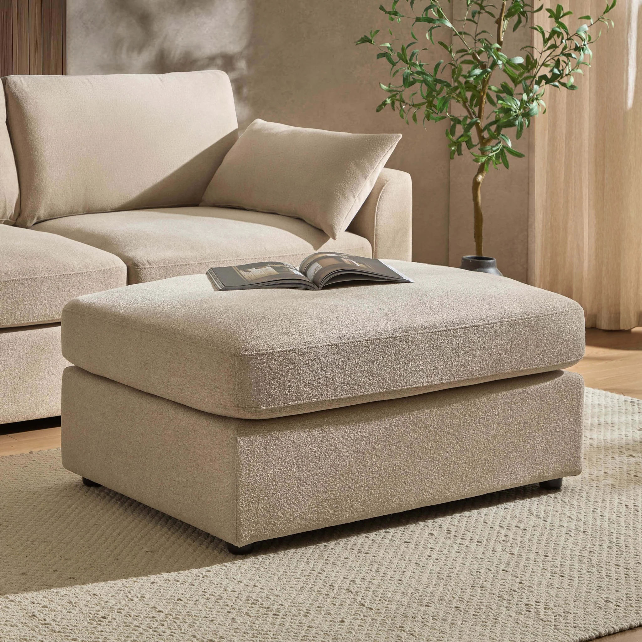 Miami Pouffe - Chenille Oatmeal