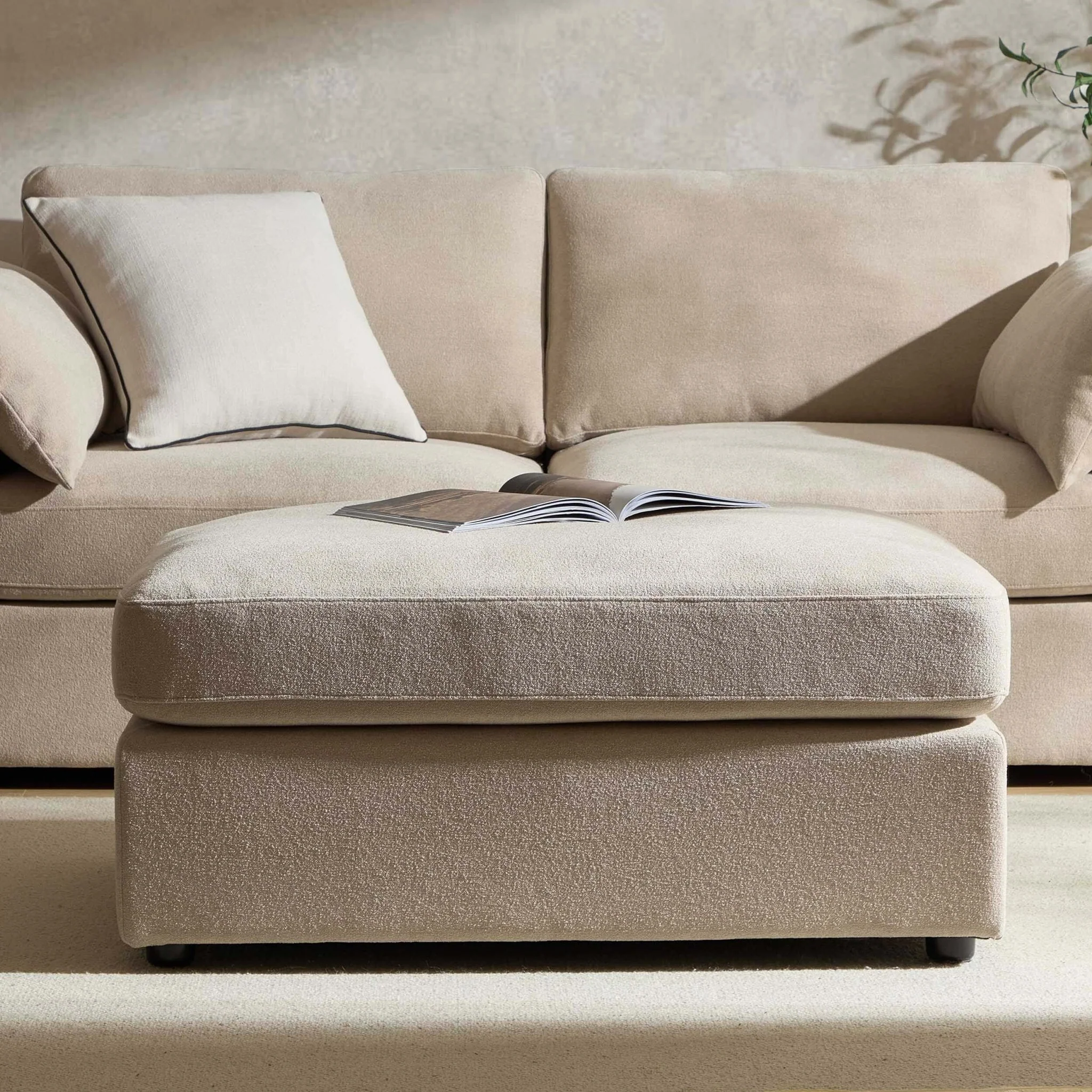 Miami Pouffe - Chenille Oatmeal - Image 2