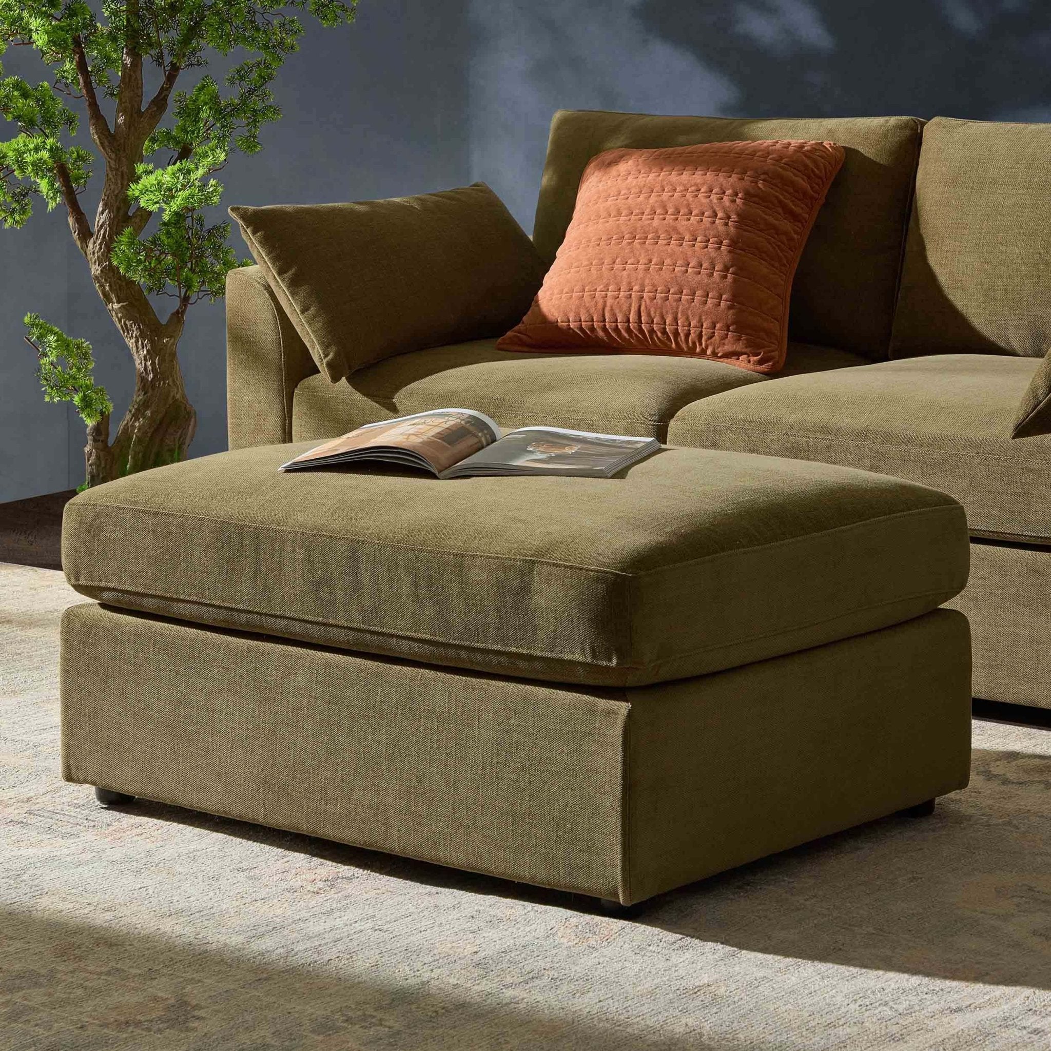 Miami Pouffe - Chenille Olive