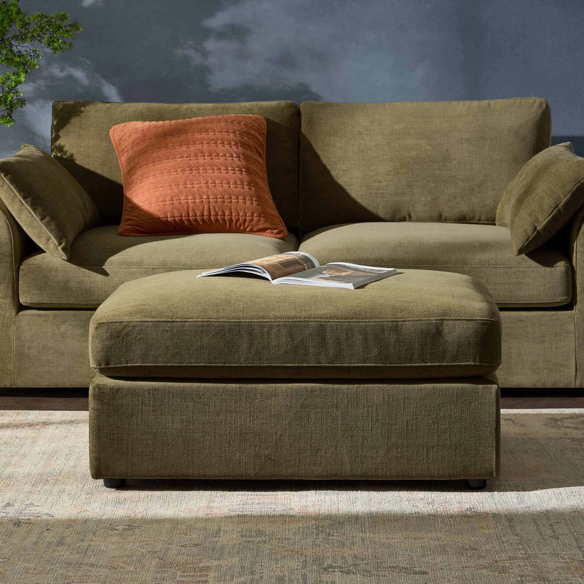 Miami Pouffe - Chenille Olive - Image 2
