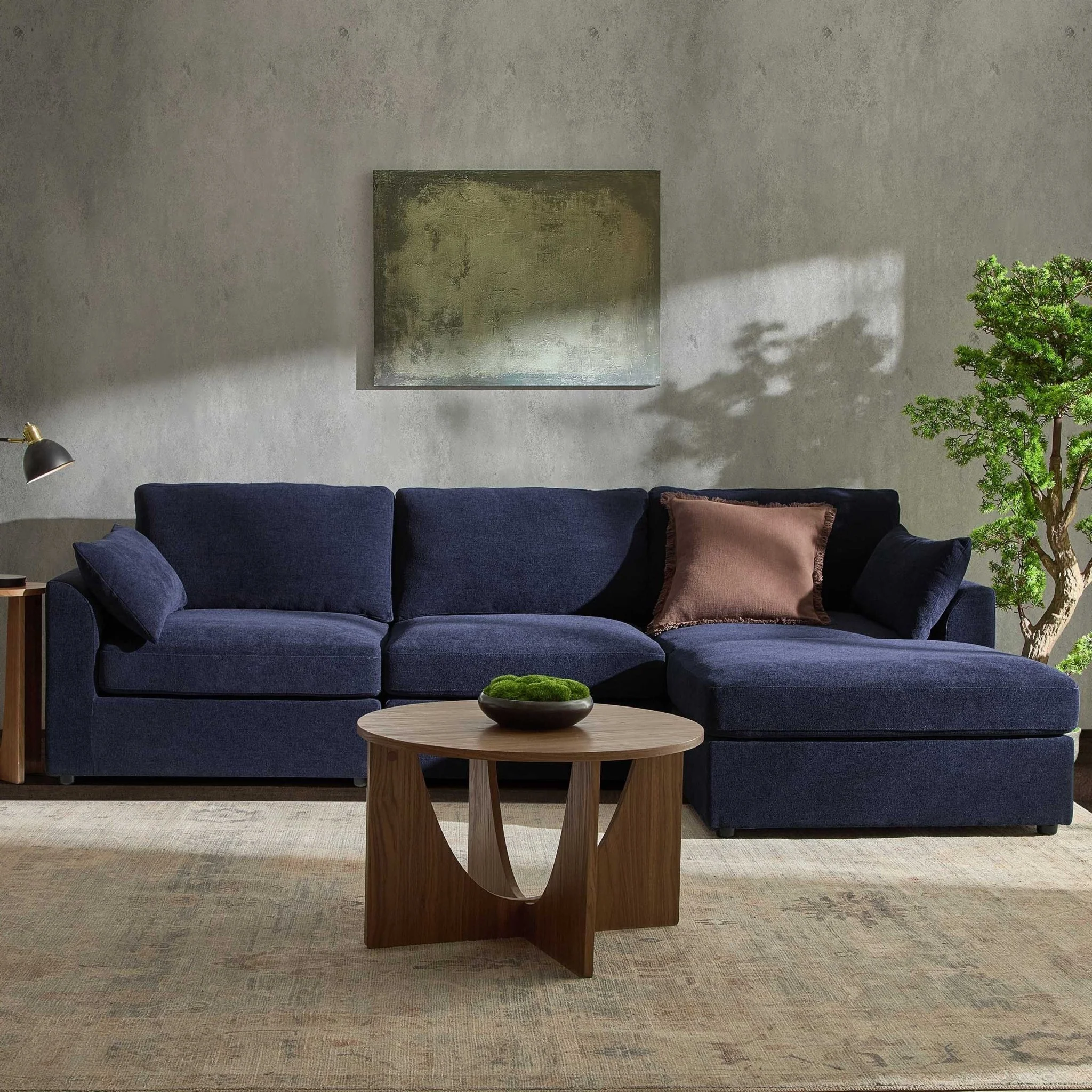 Miami Right Hand Chaise Sofa - Chenille Navy