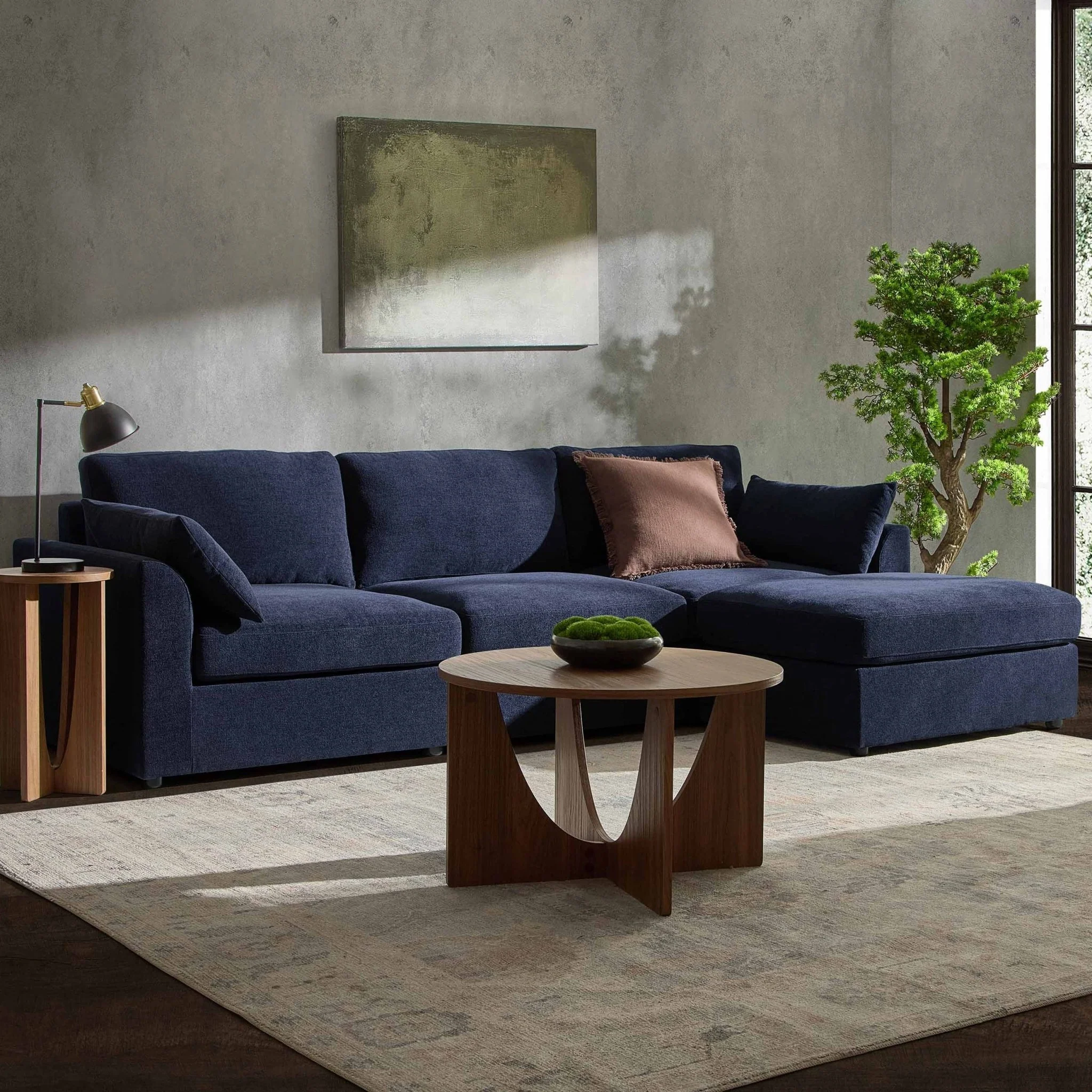 Miami Right Hand Chaise Sofa - Chenille Navy - Image 2