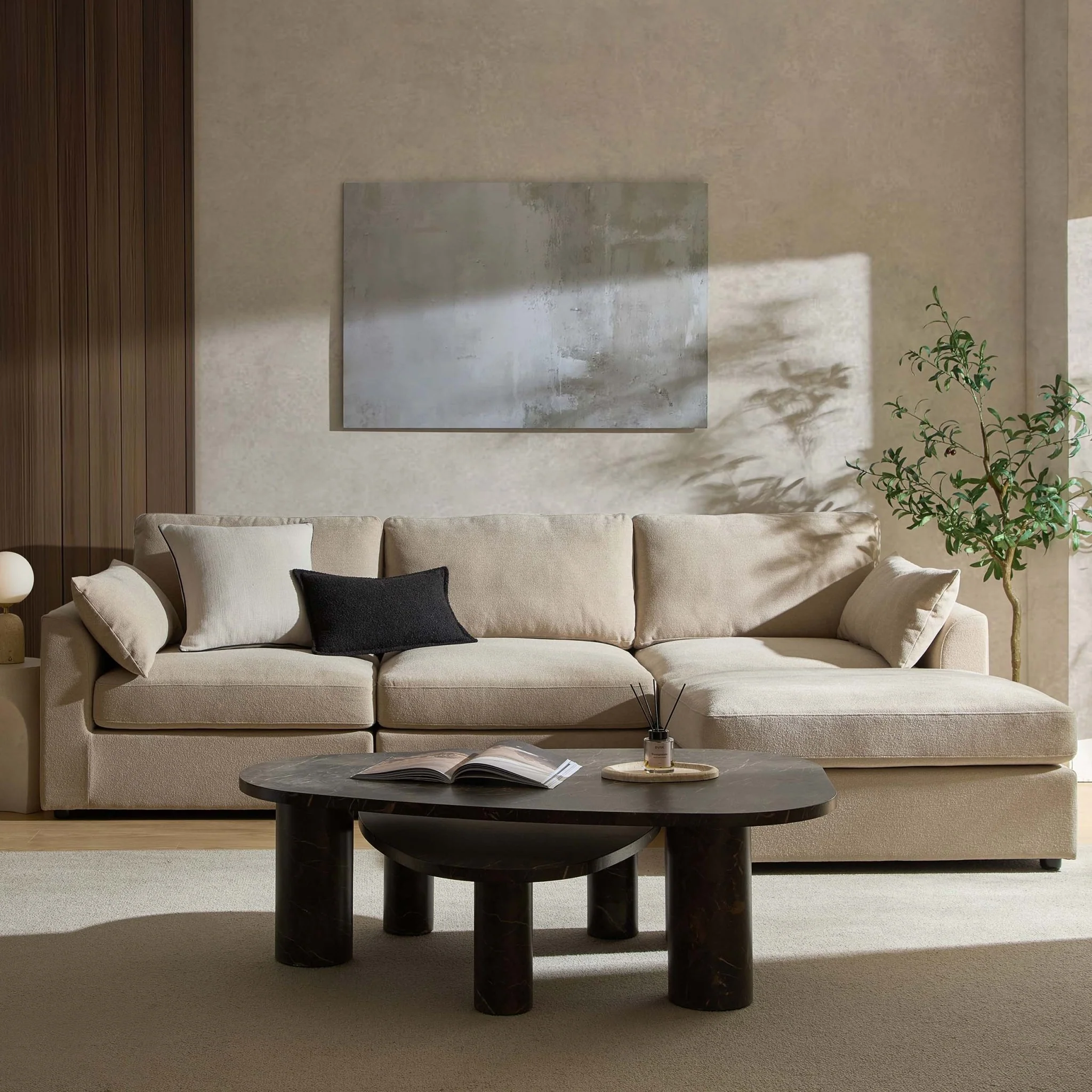 Miami Right Hand Chaise Sofa - Chenille Oatmeal - Image 2