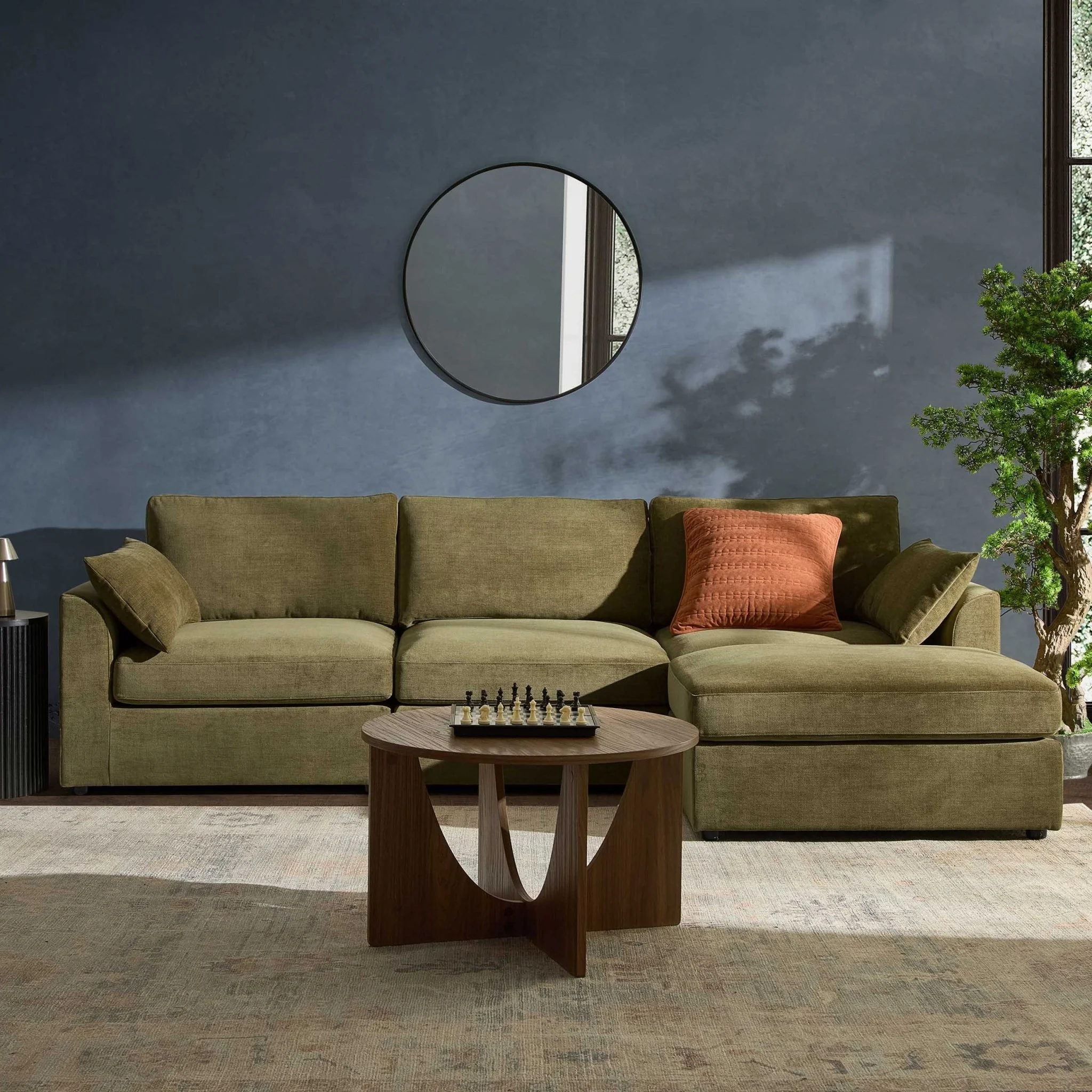 Miami Right Hand Chaise Sofa - Chenille Olive - Image 2