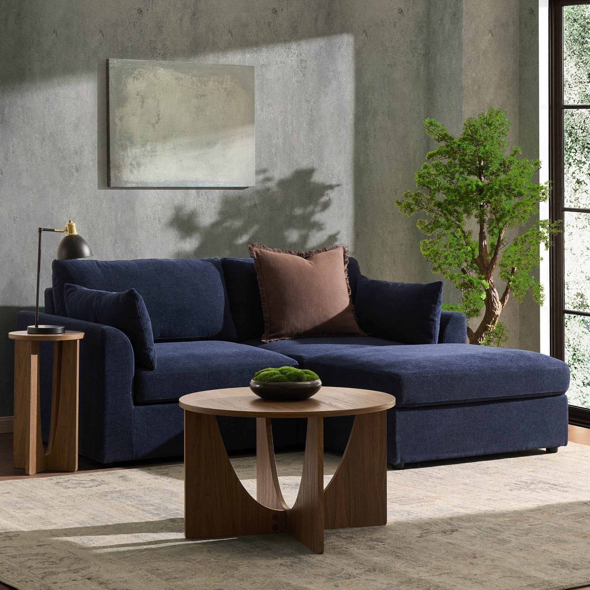 Miami Small Chaise Sofa - Chenille Navy - Image 2