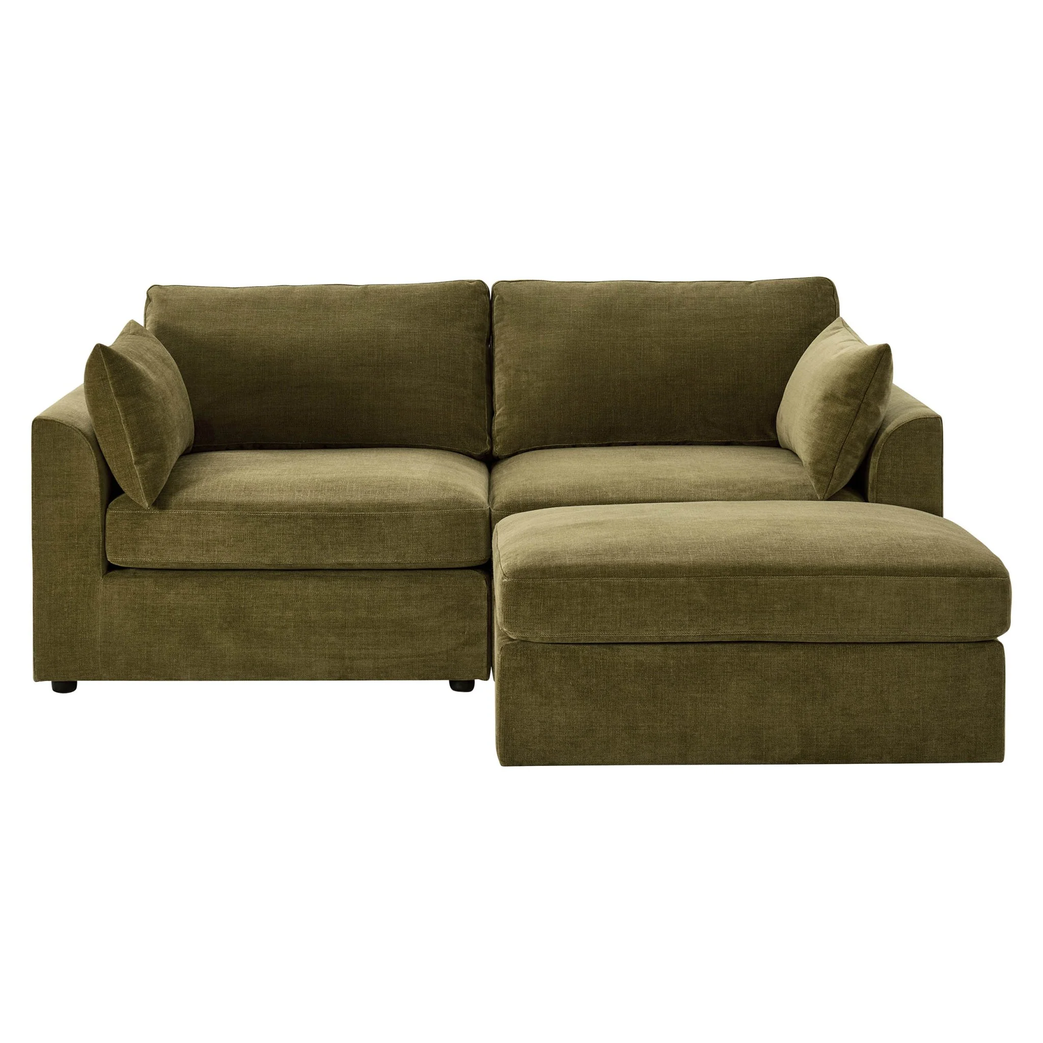 Miami Small Chaise Sofa - Chenille Olive - Image 3