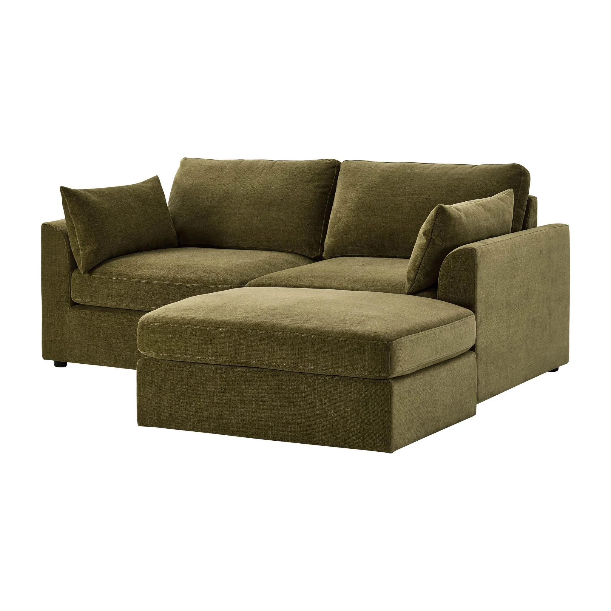 Miami Small Chaise Sofa - Chenille Olive - Image 4