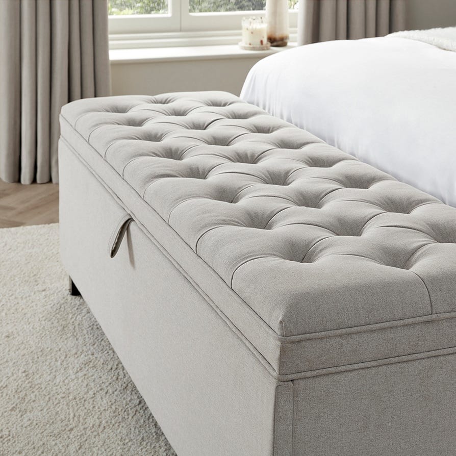 Middleton Button Back Storage Ottoman - Natural - Image 3