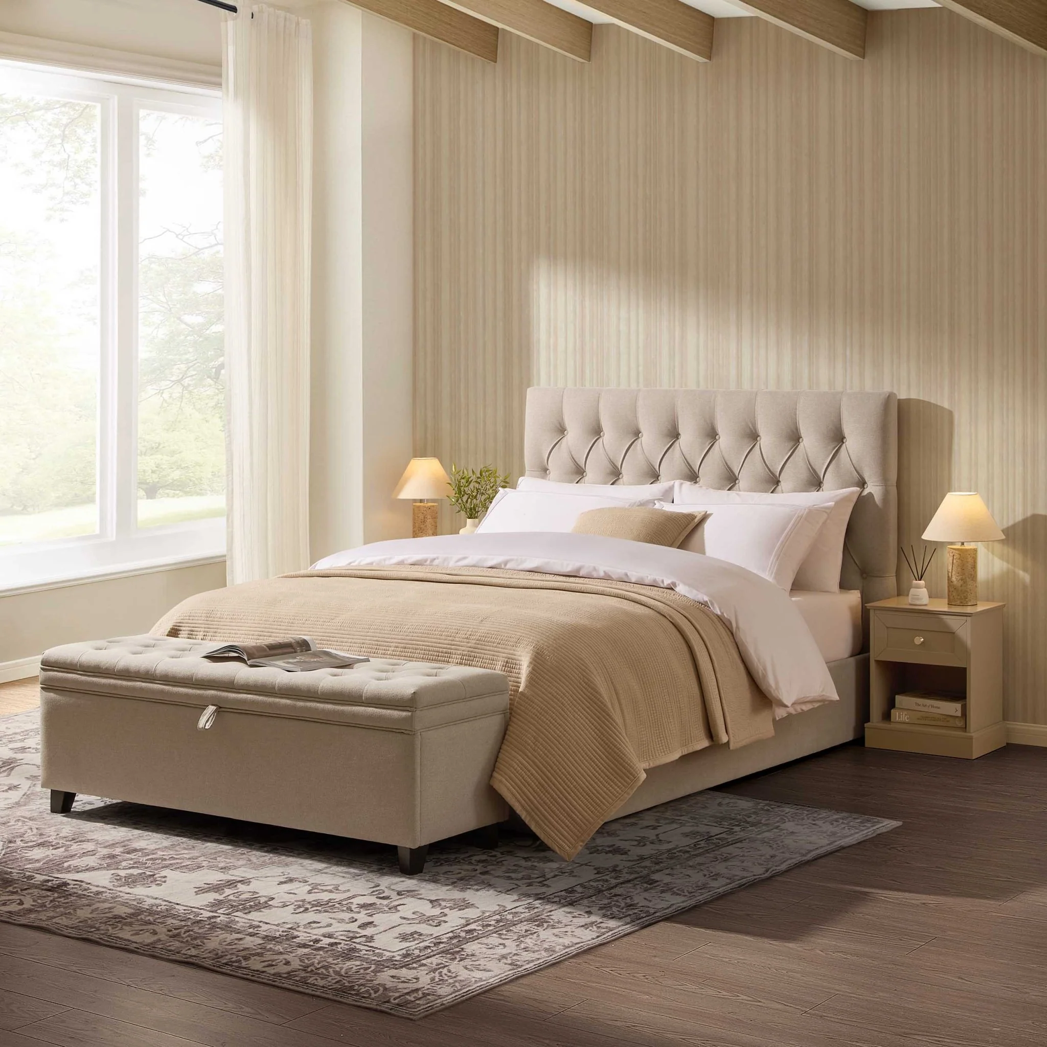 Middleton Ottoman Storage Bed - Oatmeal