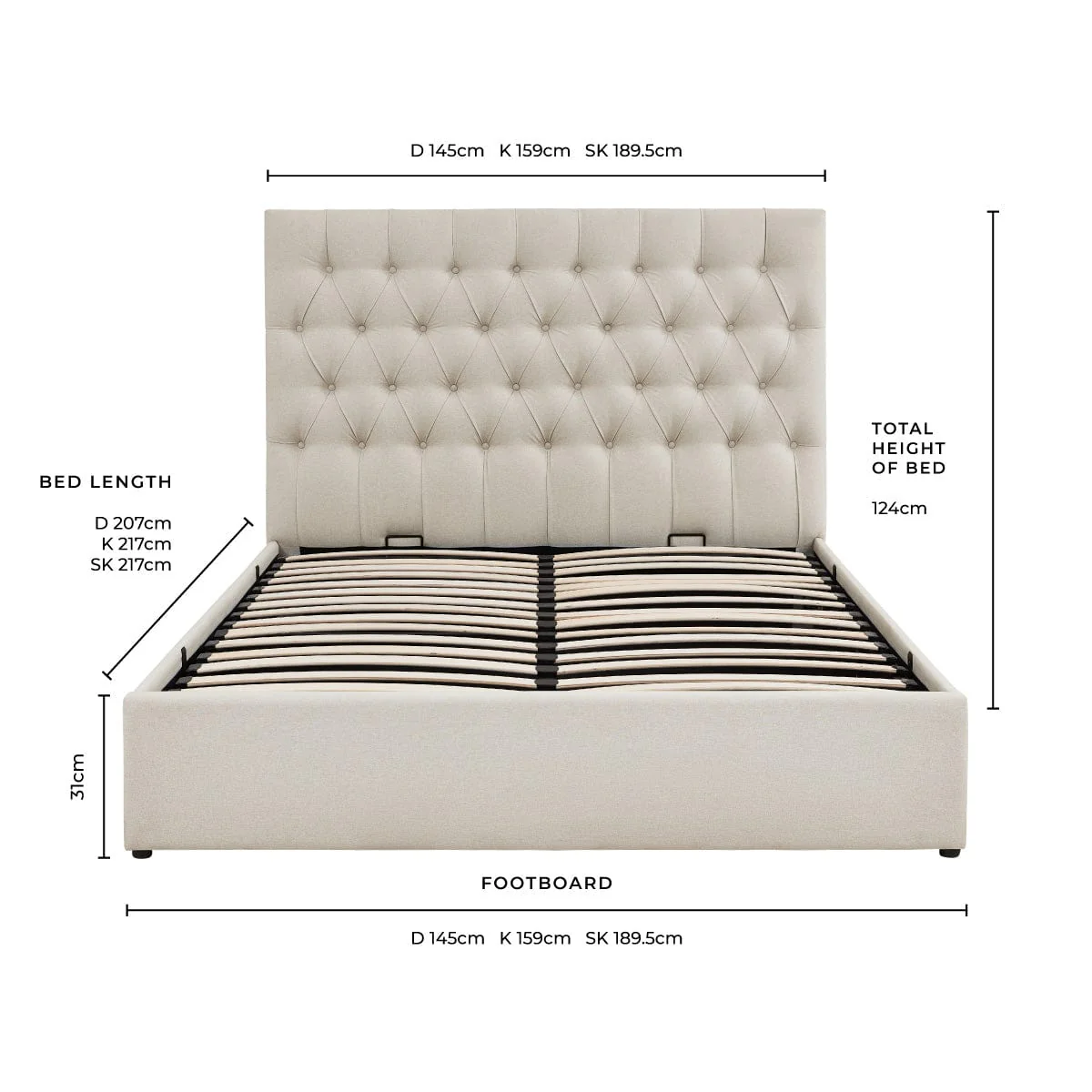 Middleton Ottoman Storage Bed - Natural - Image 14