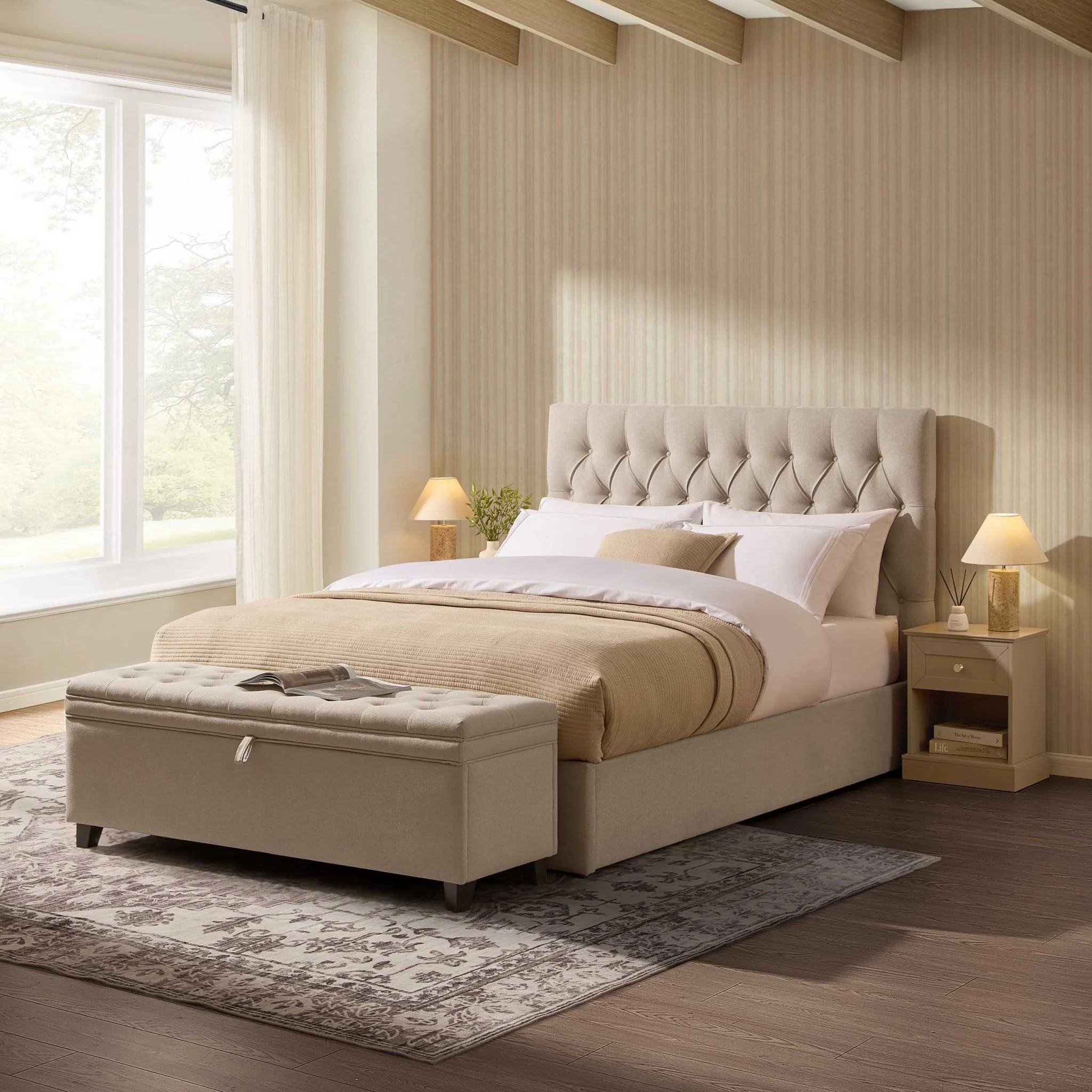 Middleton Ottoman Storage Bed - Oatmeal - Image 2