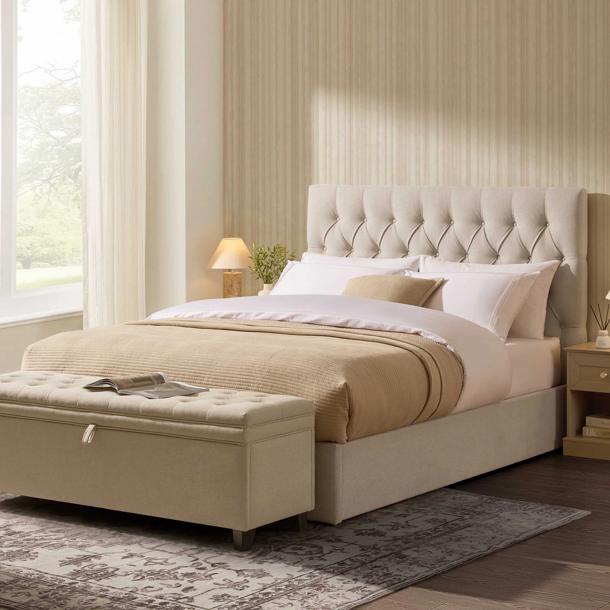 Middleton Ottoman Storage Bed - Oatmeal - Image 3