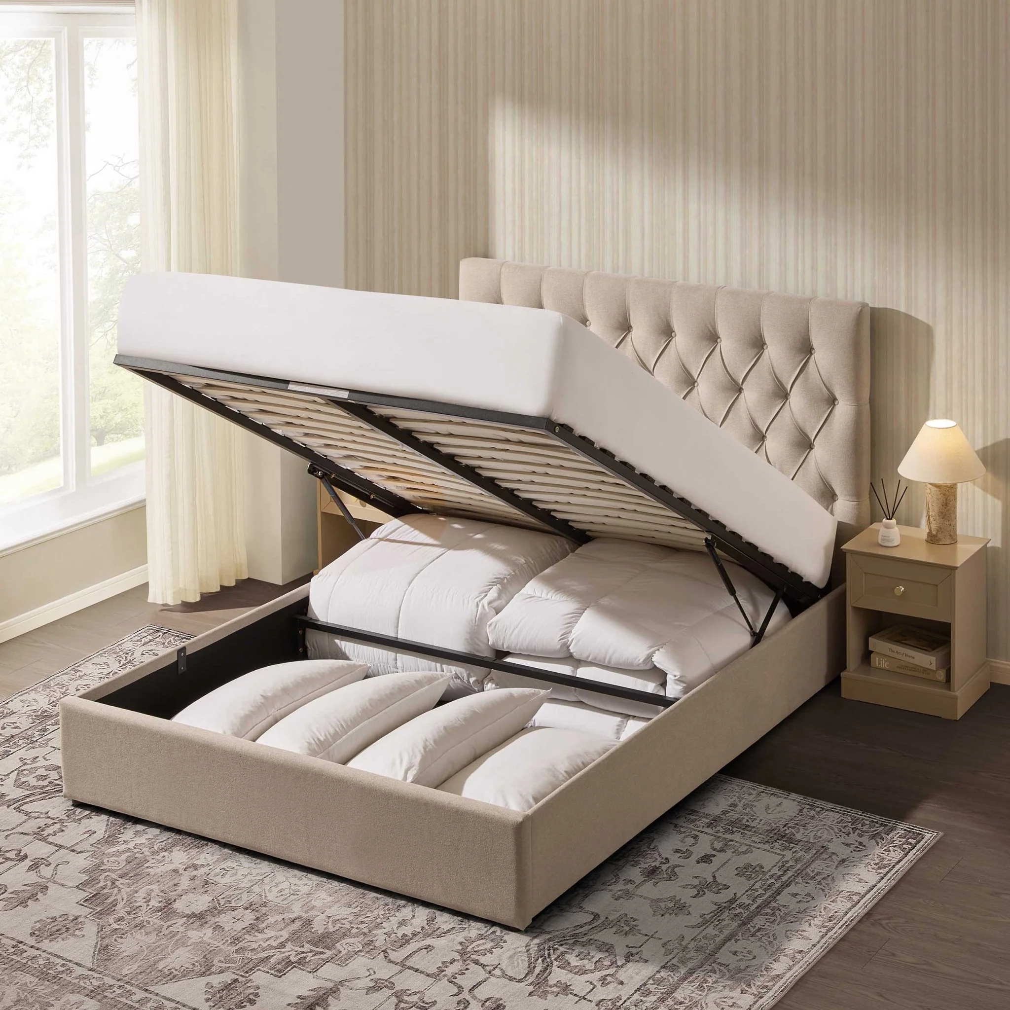 Middleton Ottoman Storage Bed - Oatmeal - Image 8