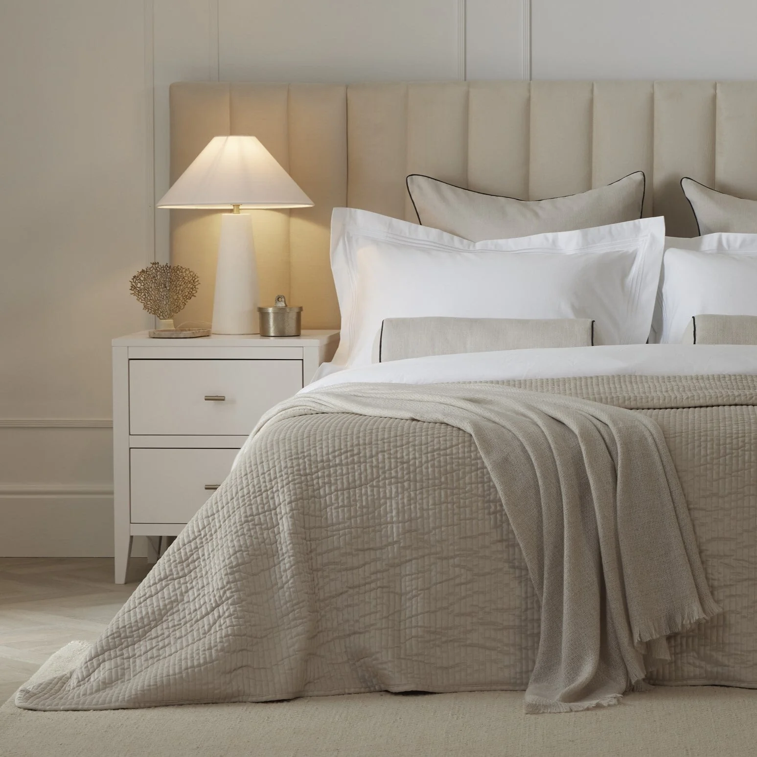 Milan Velvet Bedspread 2.5 X 2.6m - Champagne - Image 5