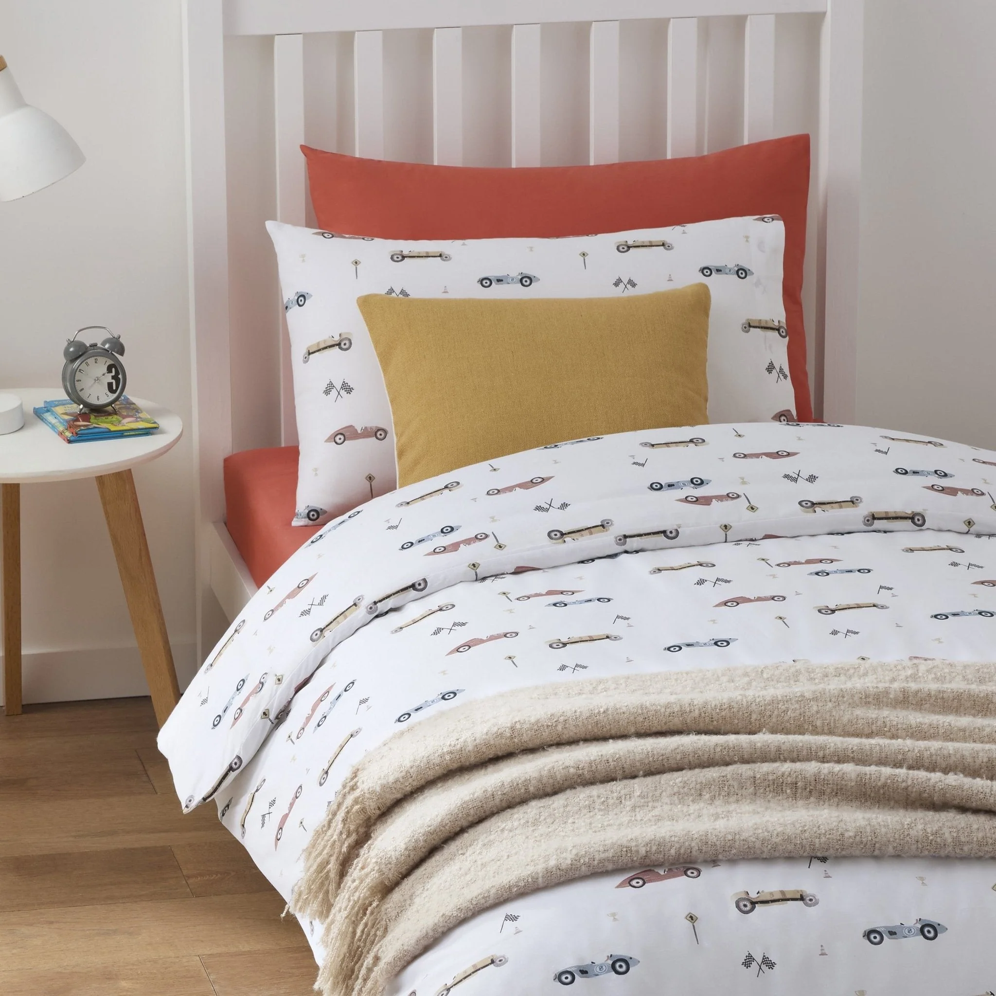 Miles Race Cars 100% Cotton Kids Duvet Cover Set