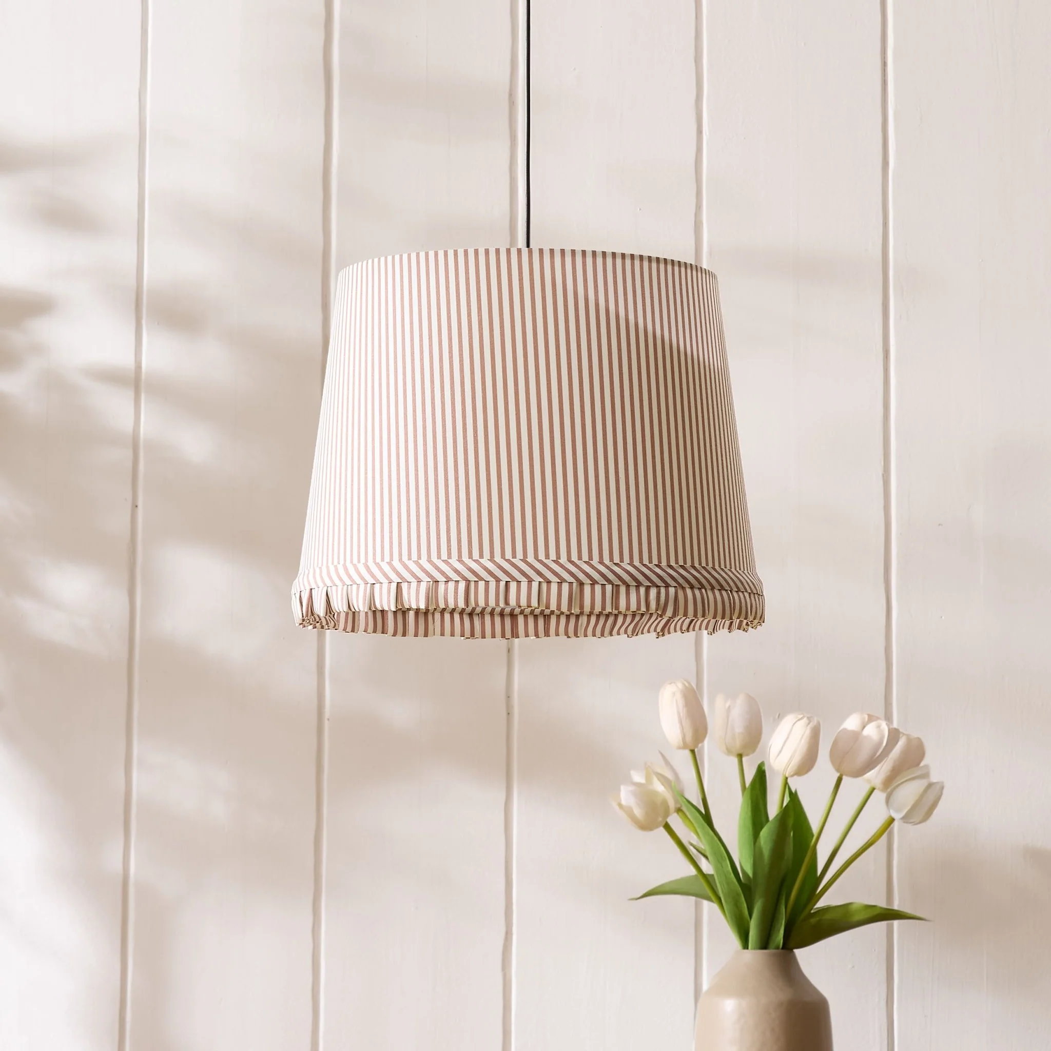 Millie Stripe Frill Edge Ceiling Shade - Natural