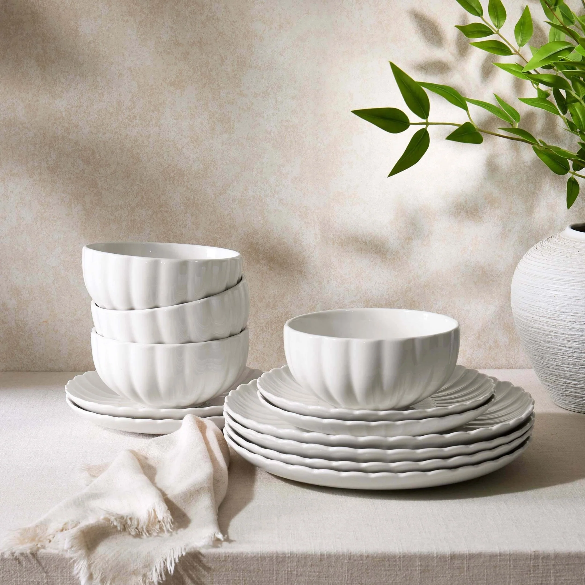 Mira 12 Piece Dinner Set - Off White