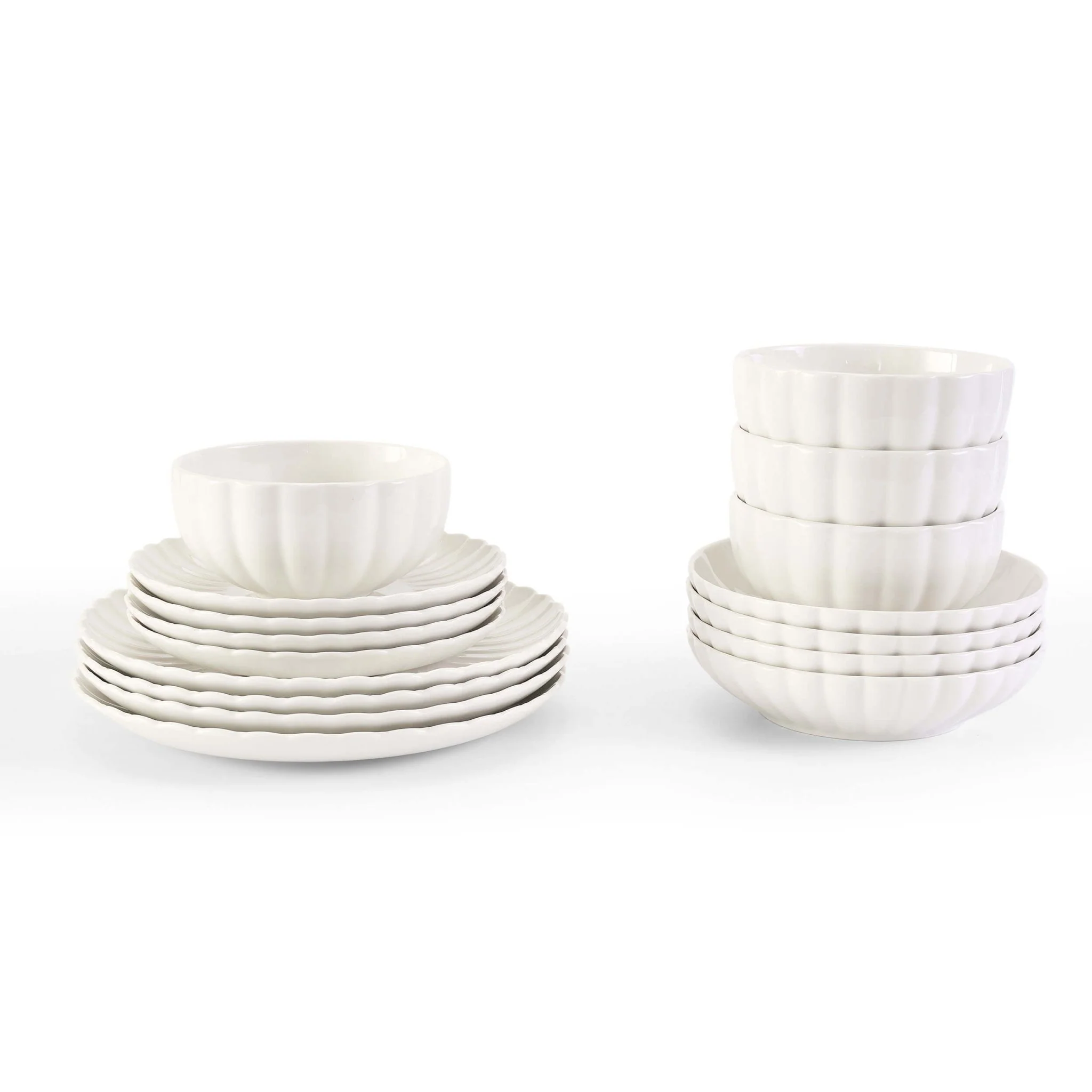 Mira Scalloped 16 Piece Dinner Set- Off White - Image 2