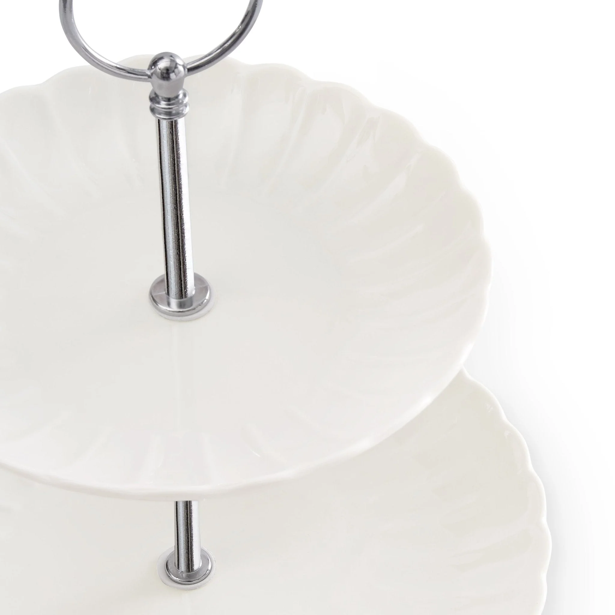 Mira Scalloped 2-Tier Cake Stand - Off White - Image 7