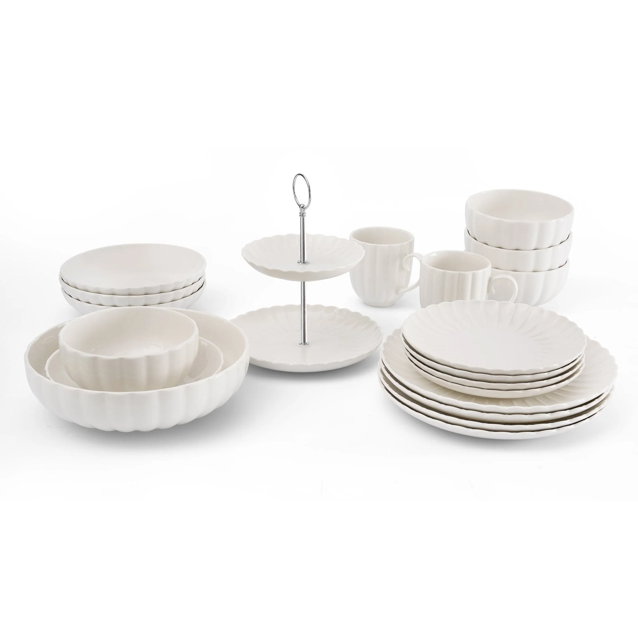 Mira Scalloped Serving Bowl - Off White - Image 7