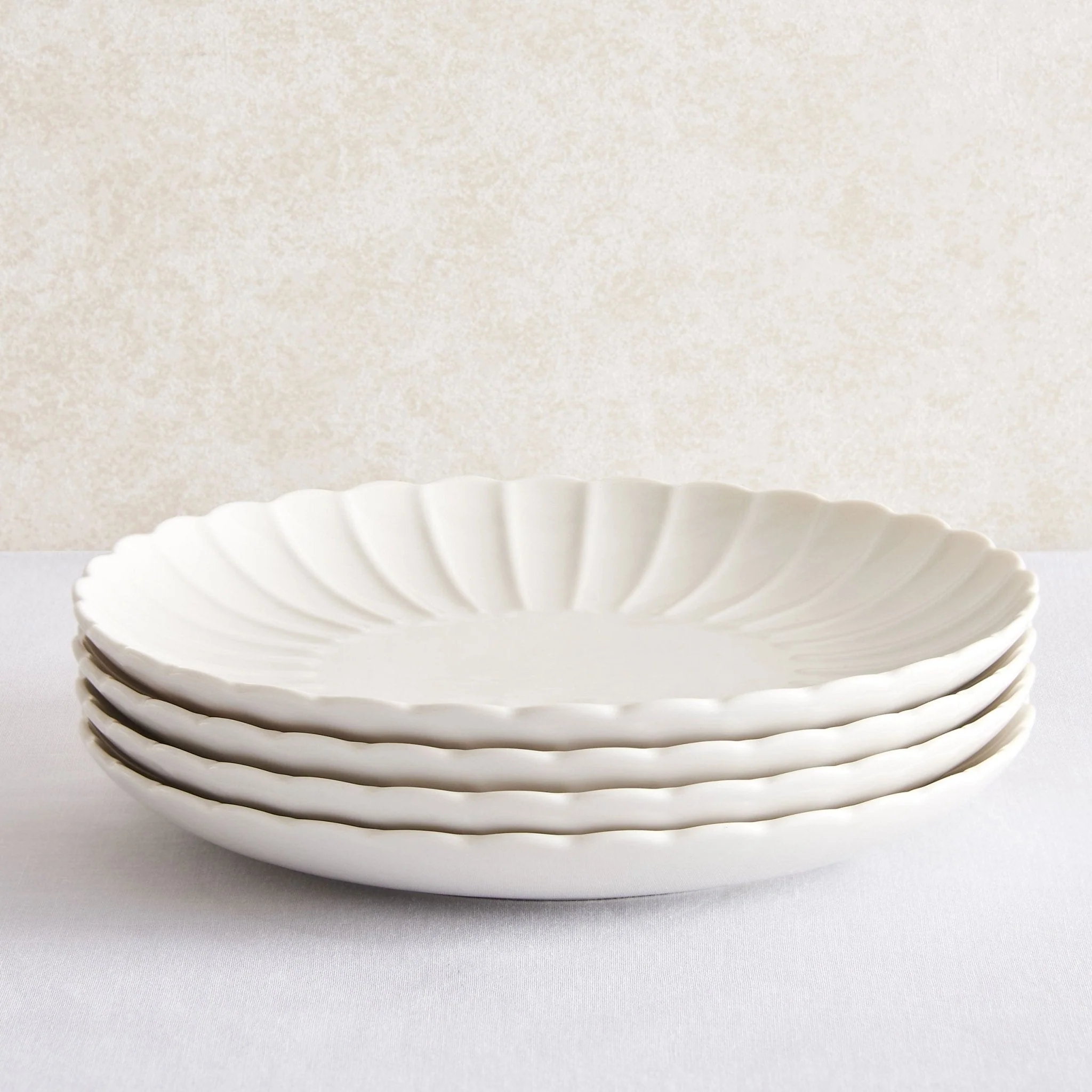 Mira Scalloped Set of 4 Side Plates - Off White