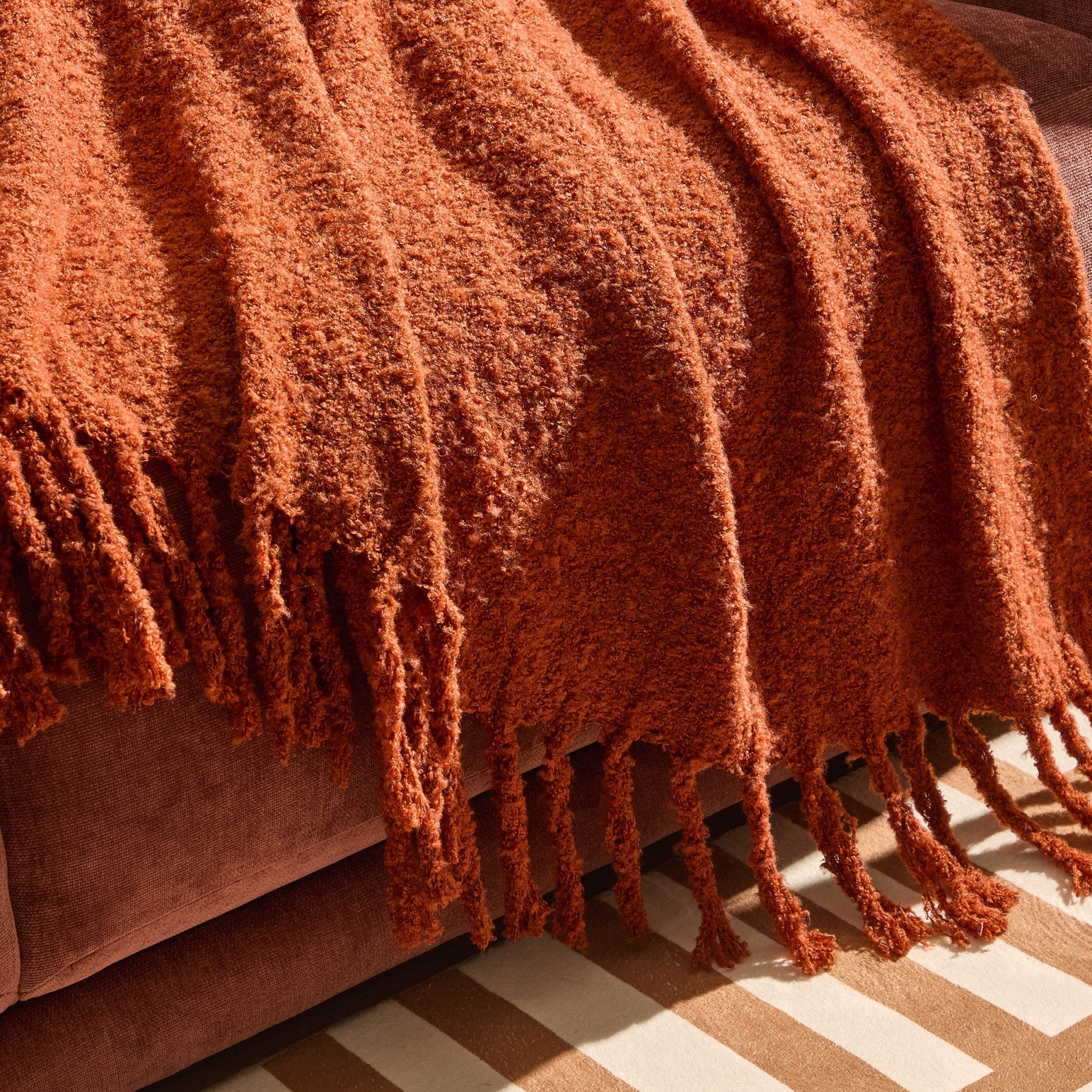 Mohair Style Sofa Throw - Burnt Orange - Image 2