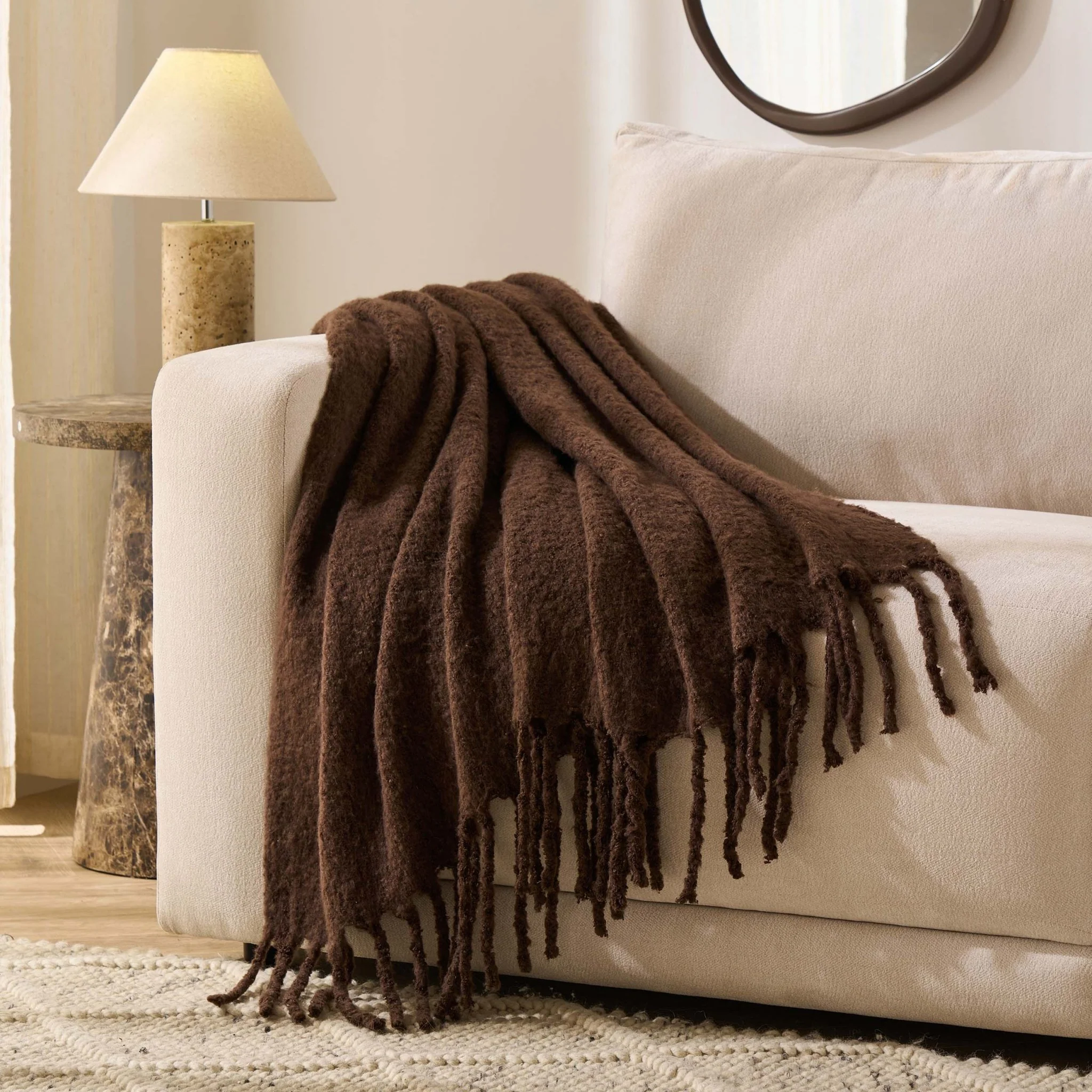 Mohair Style Sofa Throw - Chocolate