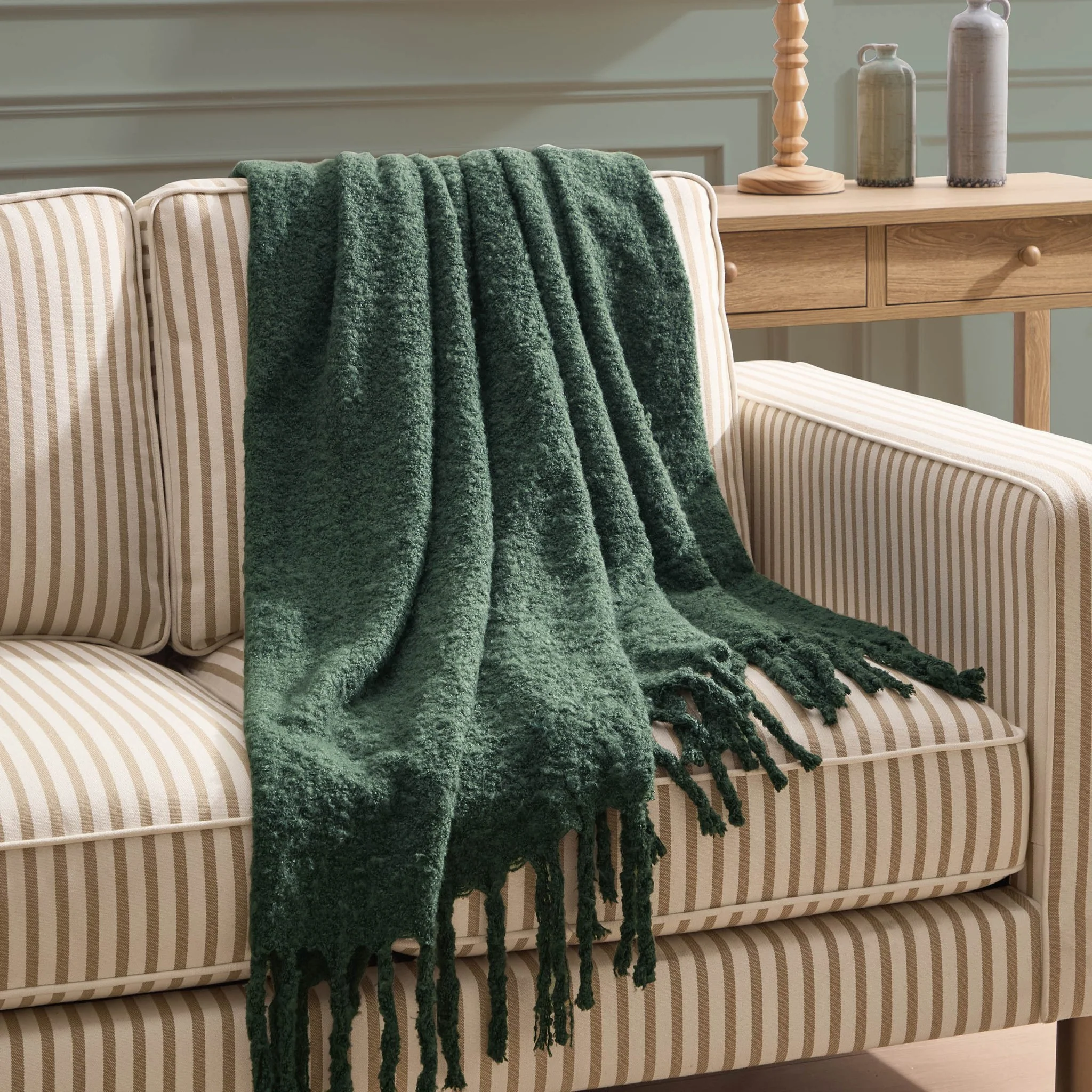 Mohair Style Sofa Throw - Forest Green