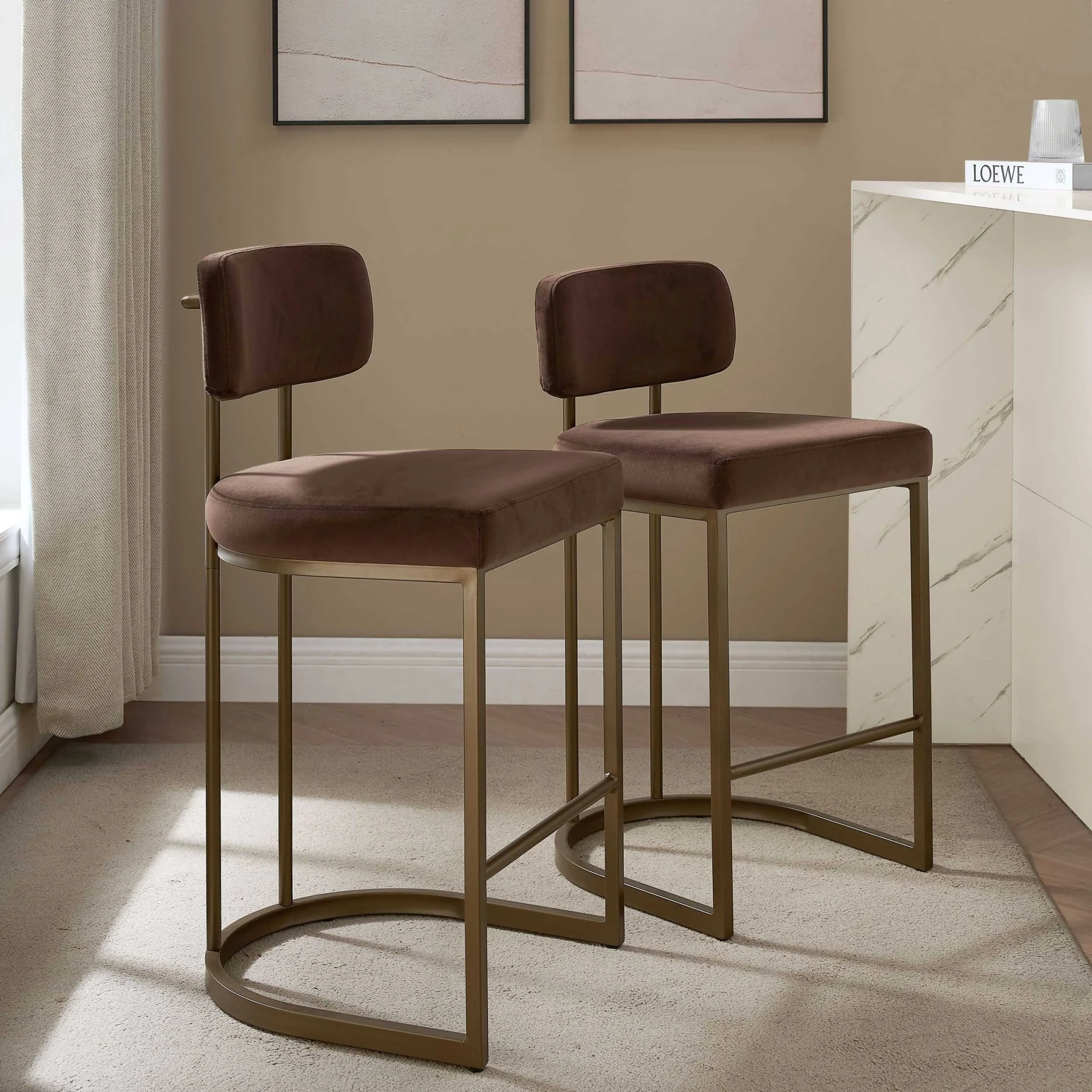 Mollie Set of 2 Barstools - Cappuccino