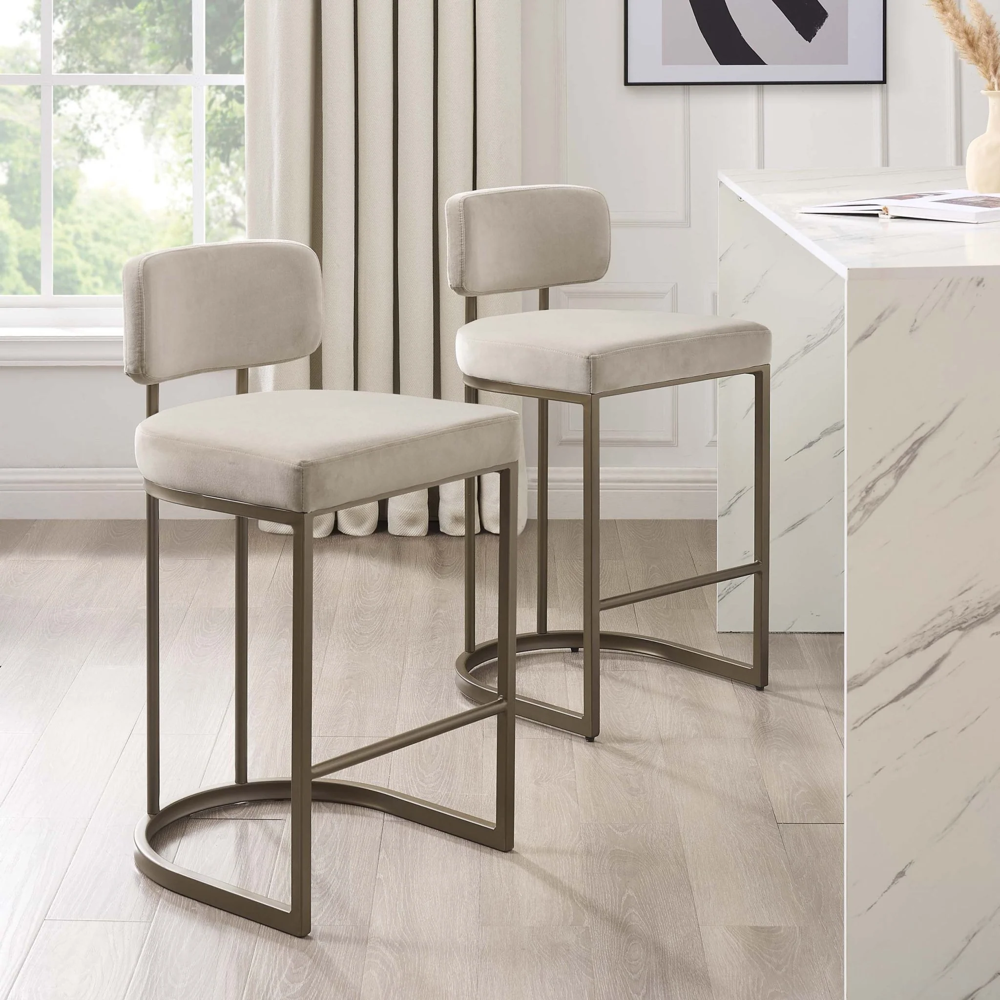 Mollie Set of 2 Barstools - Ecru