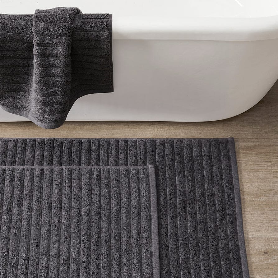 Monaco Ribbed Cotton Bath Mat - Charcoal - Image 3