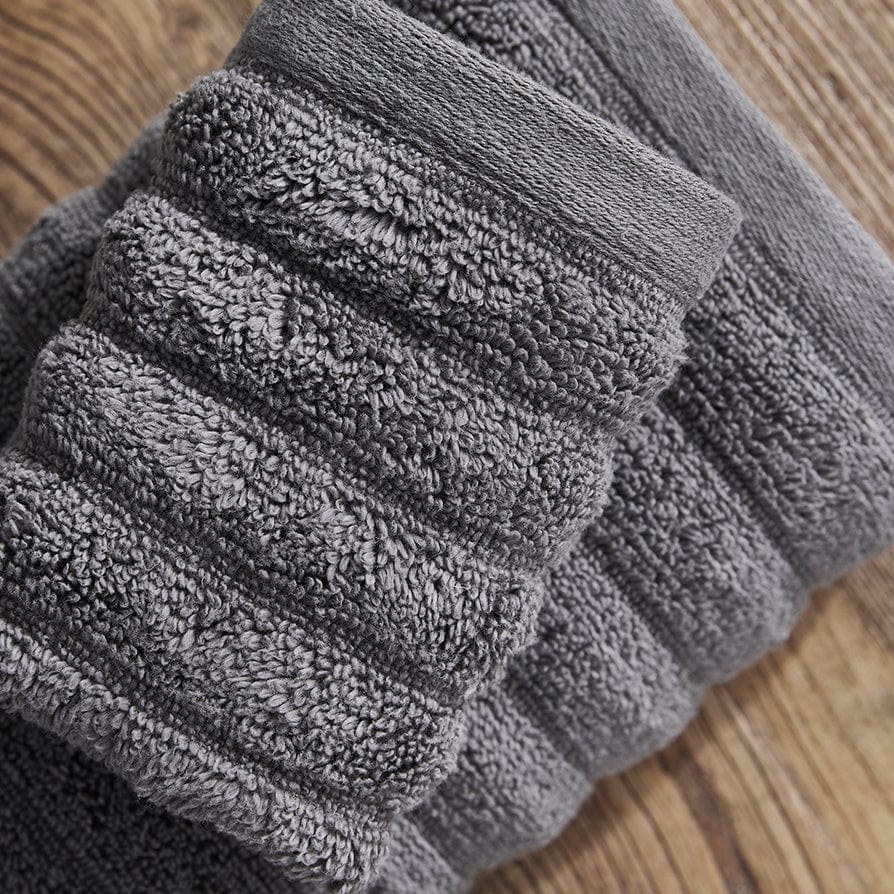 Monaco Plush Ribbed Cotton Towel Collection - Charcoal - Image 3