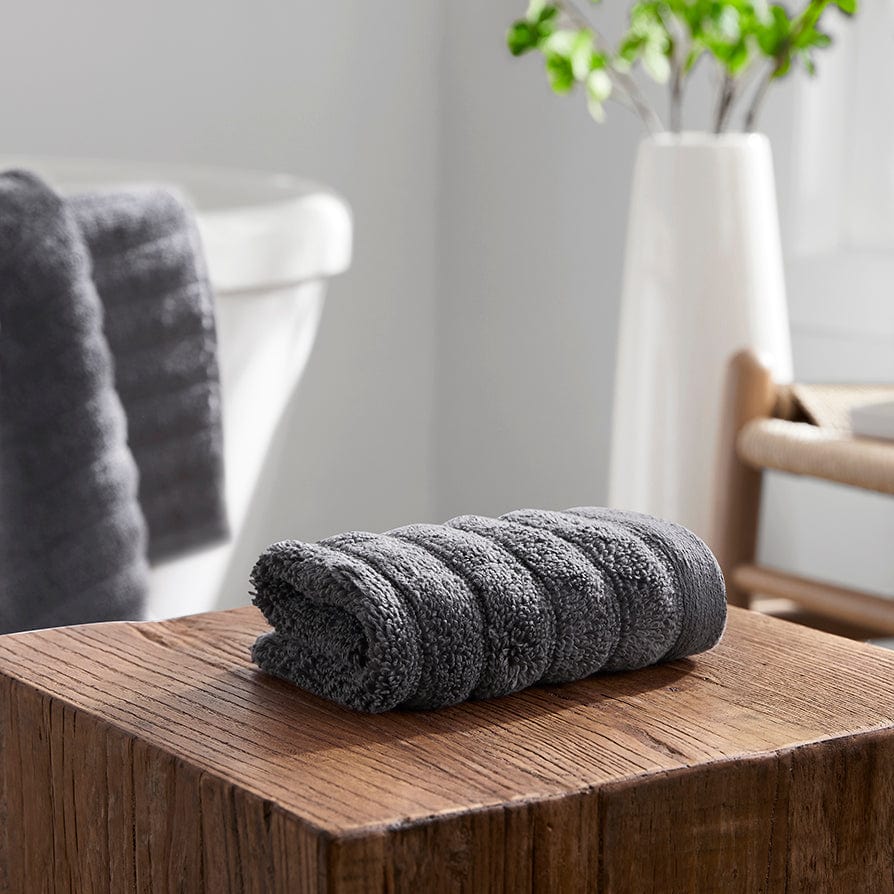 Monaco Plush Ribbed Cotton Towel Collection - Charcoal - Image 4