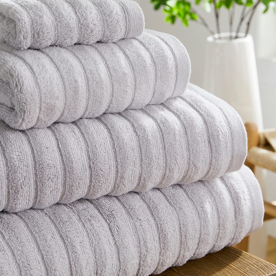 Monaco Plush Ribbed Cotton Towel Collection - Light Grey - Image 2