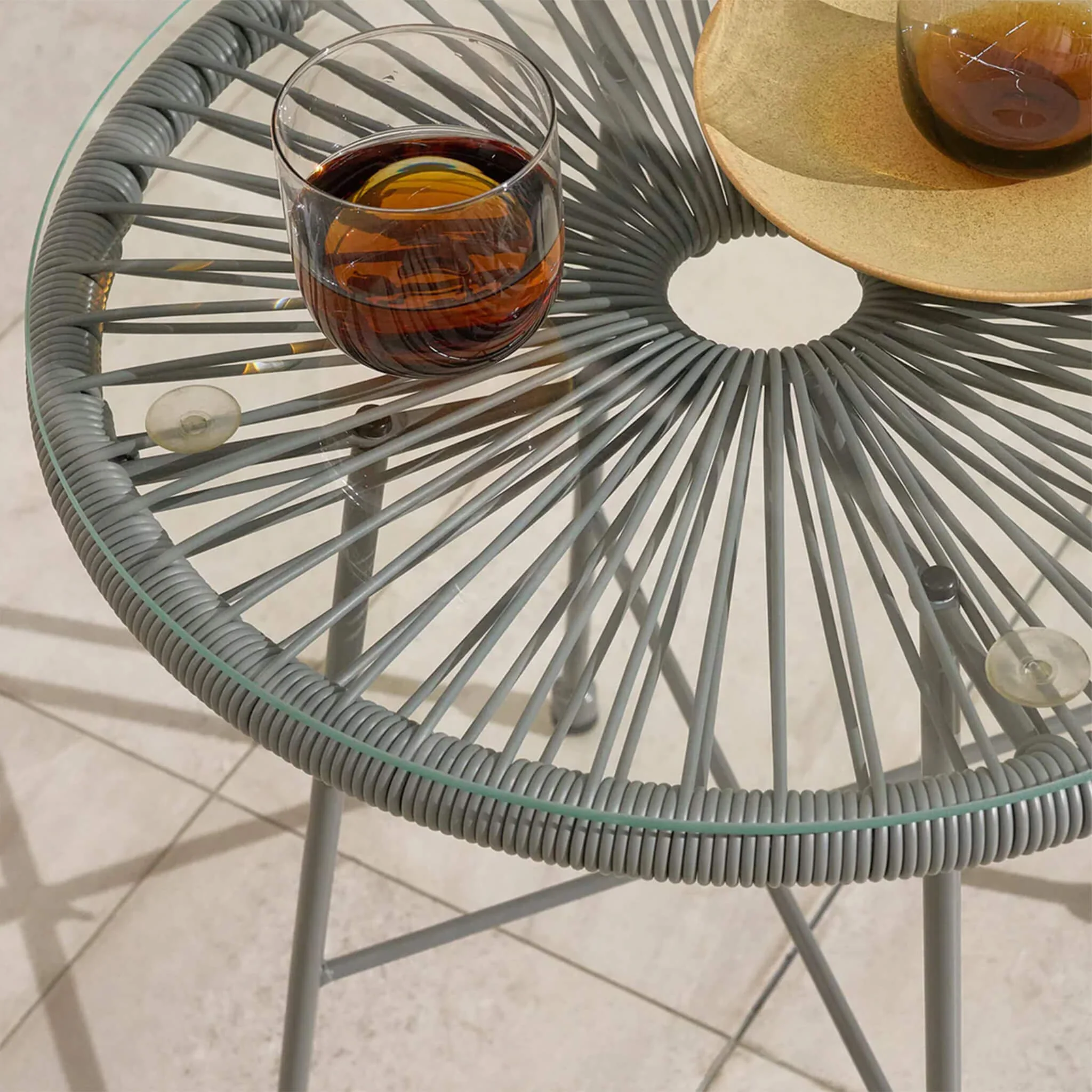 Monaco Outdoor 2 Seater Round Bistro Table and Egg Chairs - Grey - Image 3
