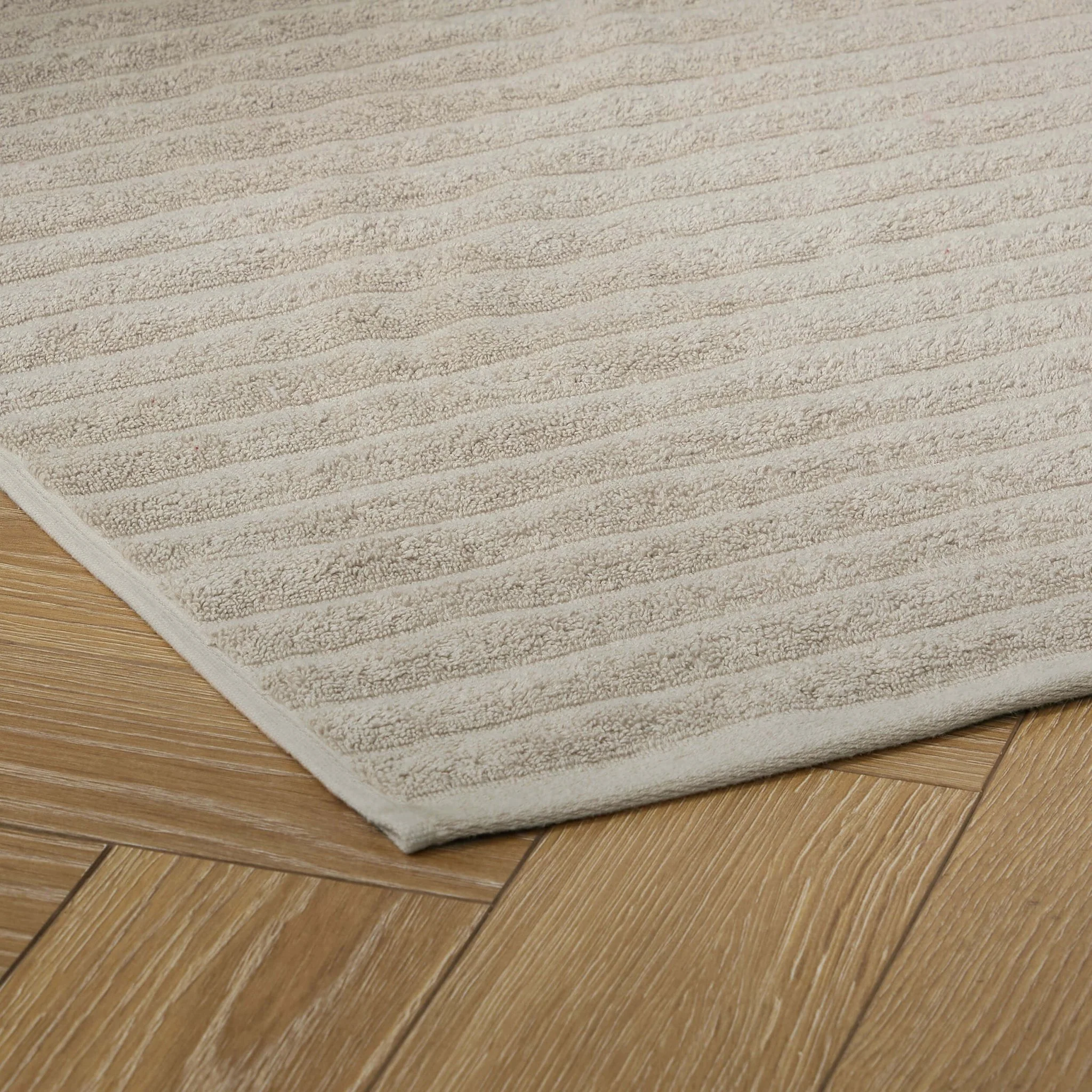 Monaco Plush Ribbed Cotton Bath Mat - Mushroom - Image 3