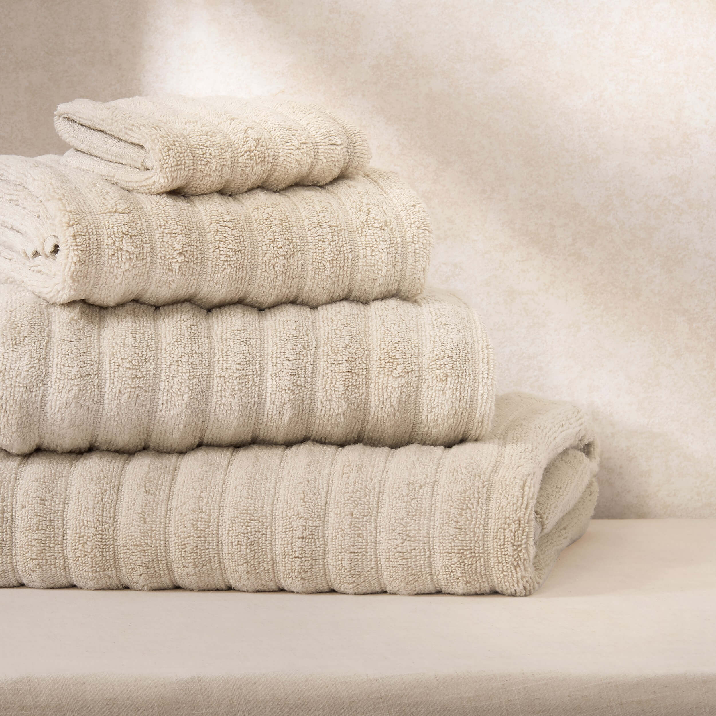 Monaco Plush Ribbed Cotton Towel Collection - Mushroom - Image 2