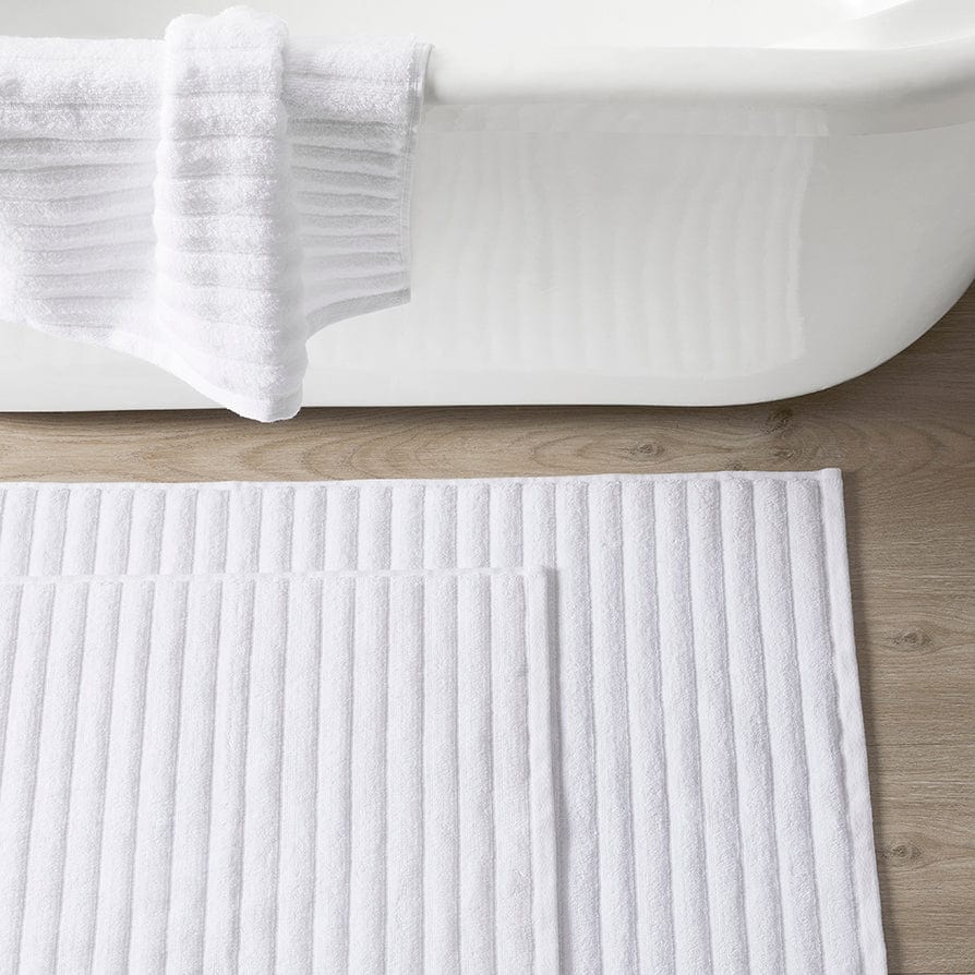 Monaco Ribbed Cotton Bath Mat - White - Image 3